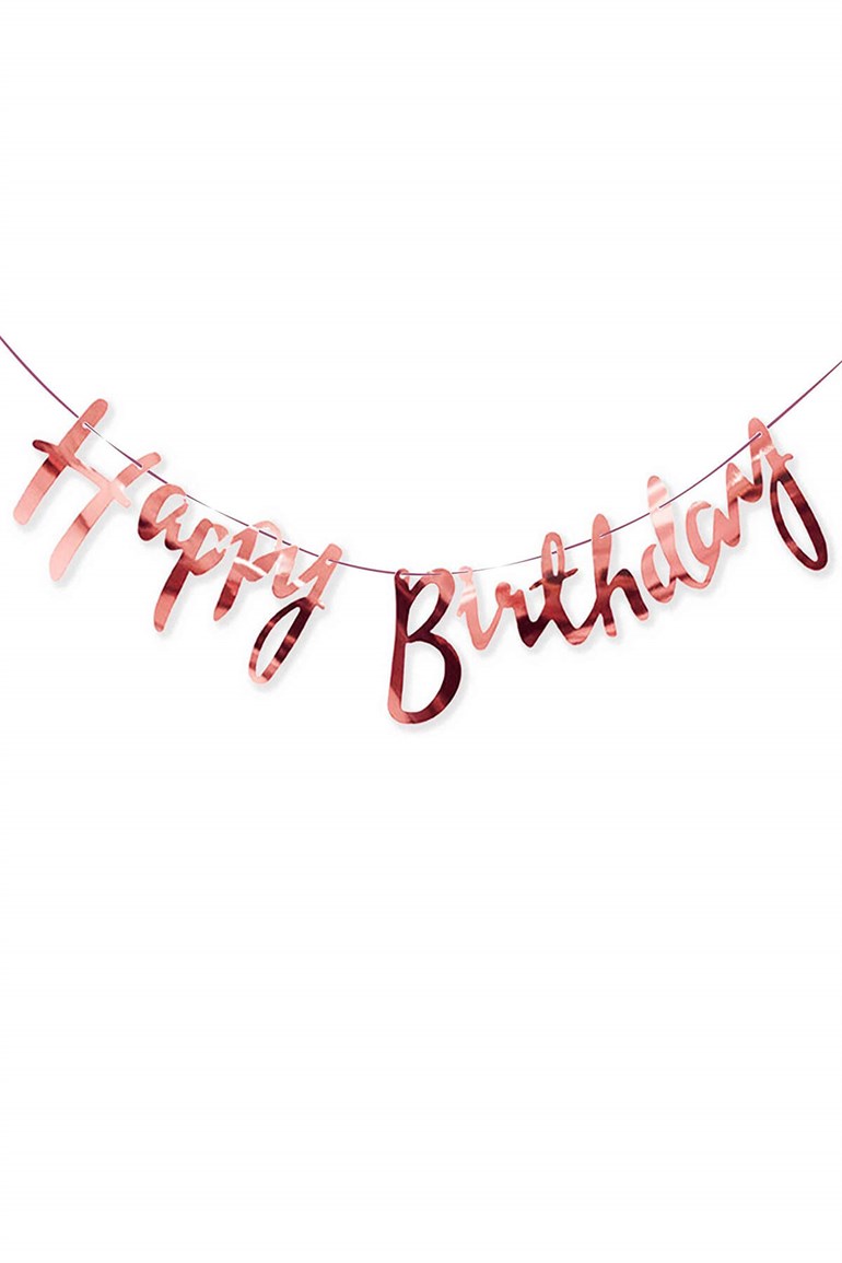 Happy Birthday Parlak Banner Flama Kırmızı Renk