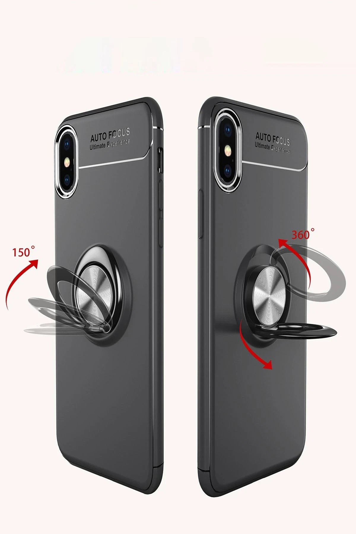 iPhone XS Max Kılıf Range Yüzüklü Silikon - Siyah