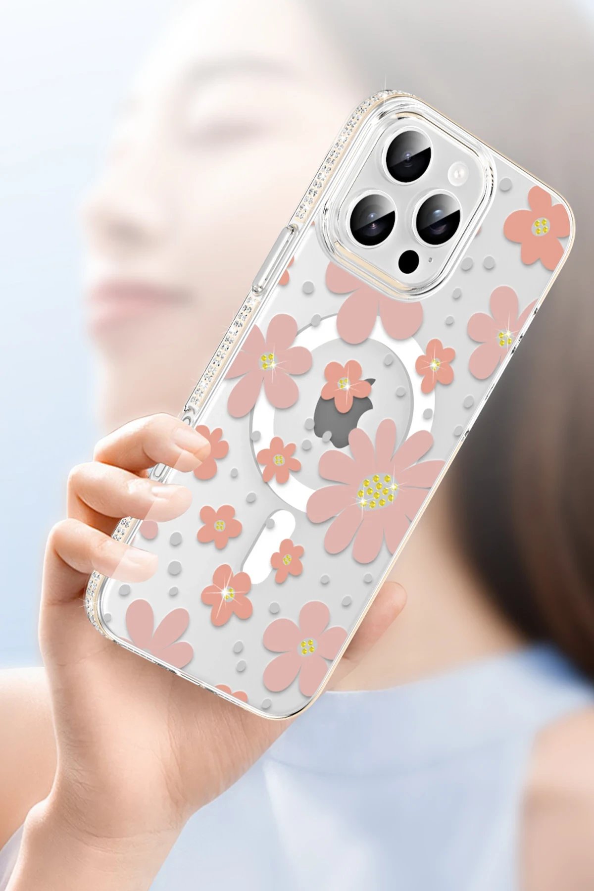 Joko Apple iPhone 15 Pro Max Floral Magsafe Kapak - Turuncu