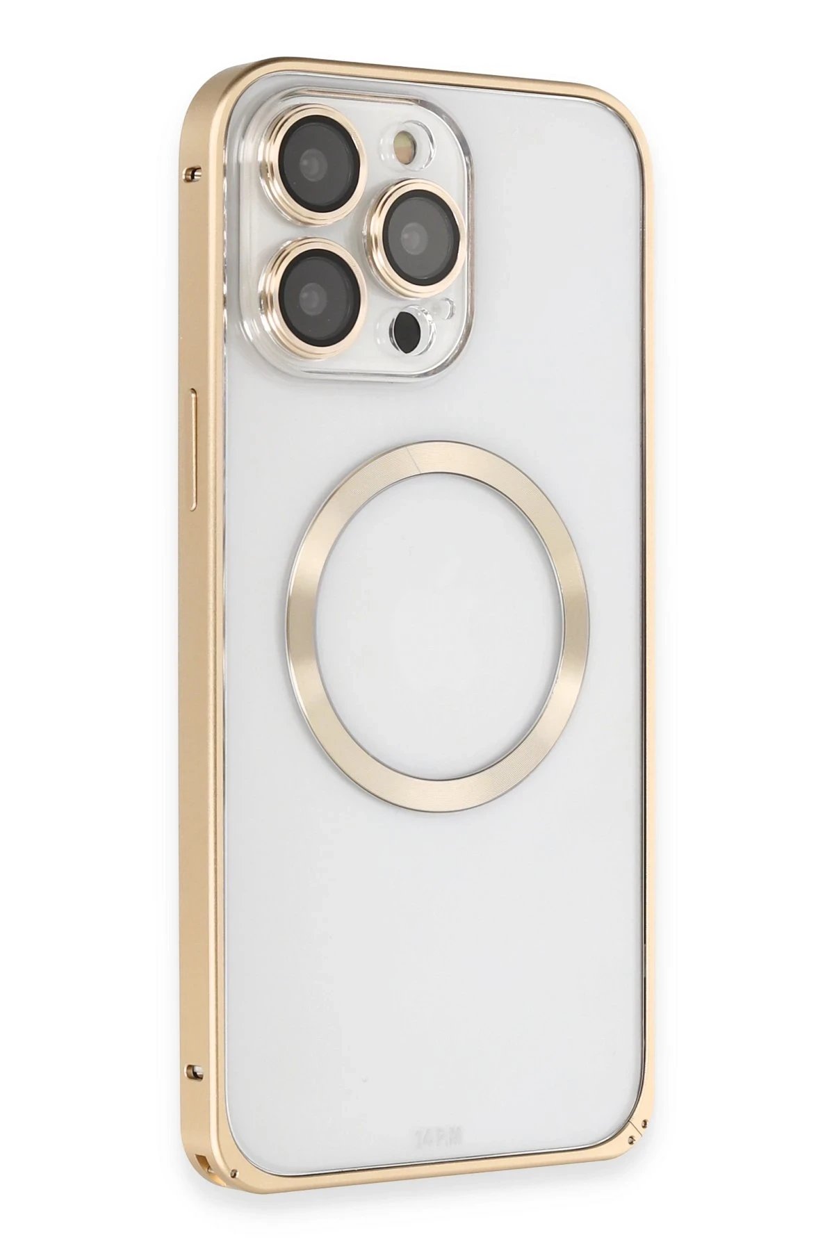Joko iPhone 14 Pro Kılıf Metal Bumper Magneticsafe Kapak - Gold