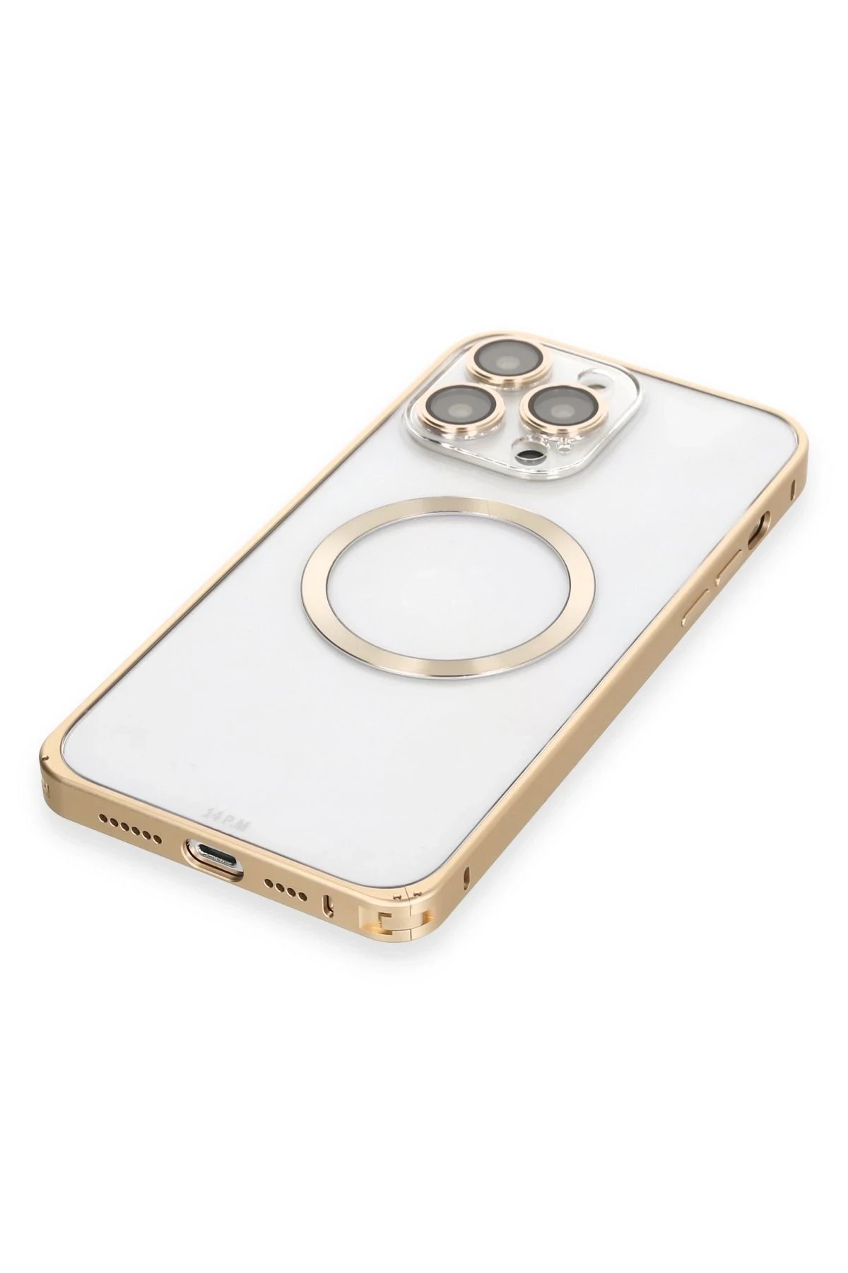 Joko iPhone 14 Pro Kılıf Metal Bumper Magneticsafe Kapak - Gold