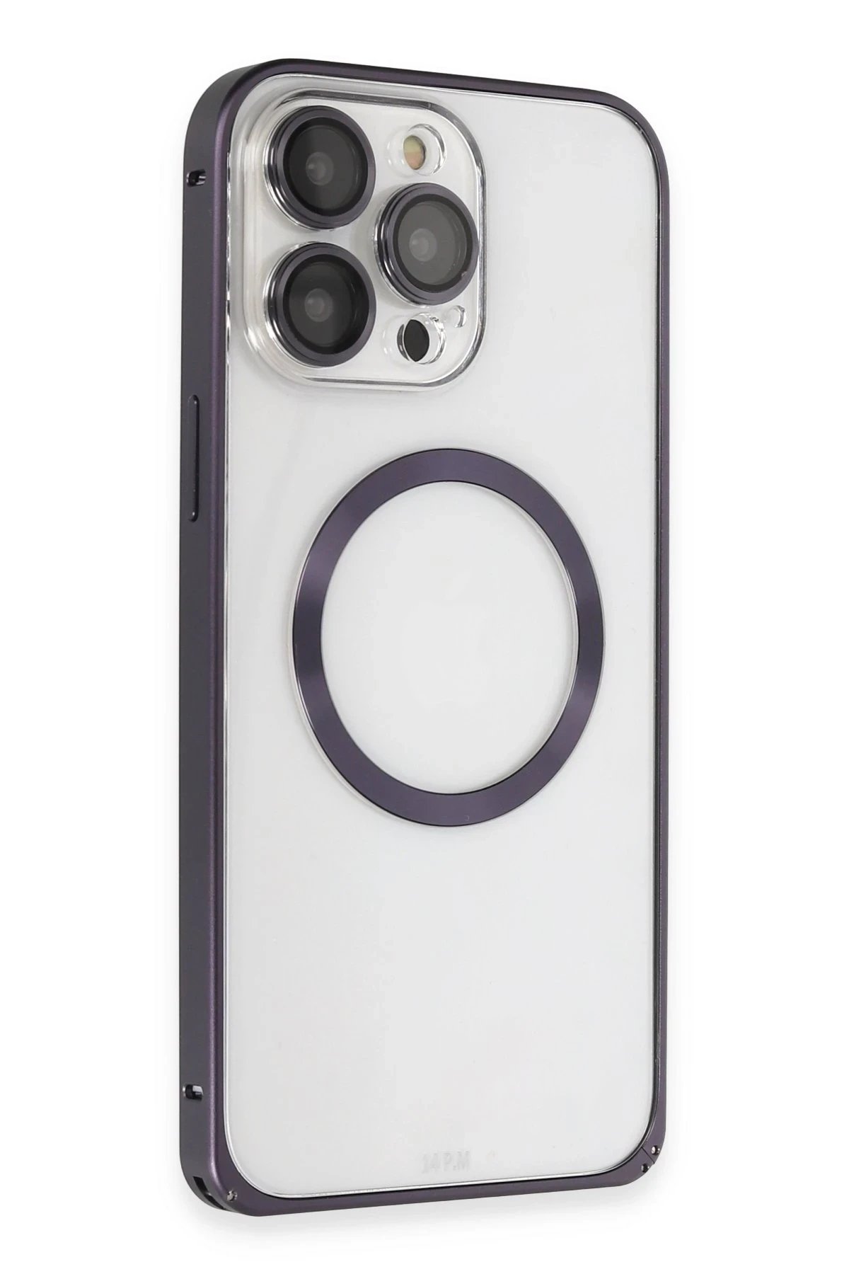 Joko iPhone 14 Pro Max Kılıf Metal Bumper Magneticsafe Kapak - Derin Mor