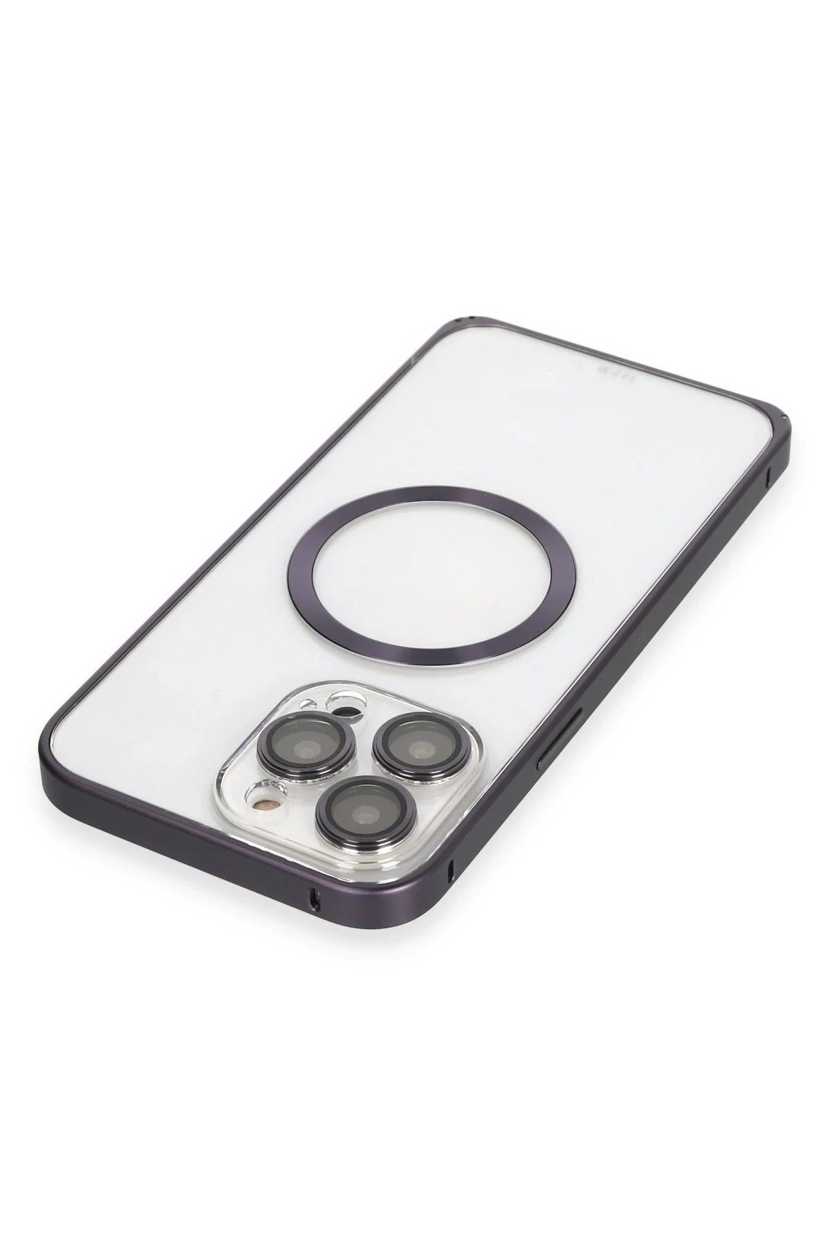 Joko iPhone 14 Pro Max Kılıf Metal Bumper Magneticsafe Kapak - Derin Mor