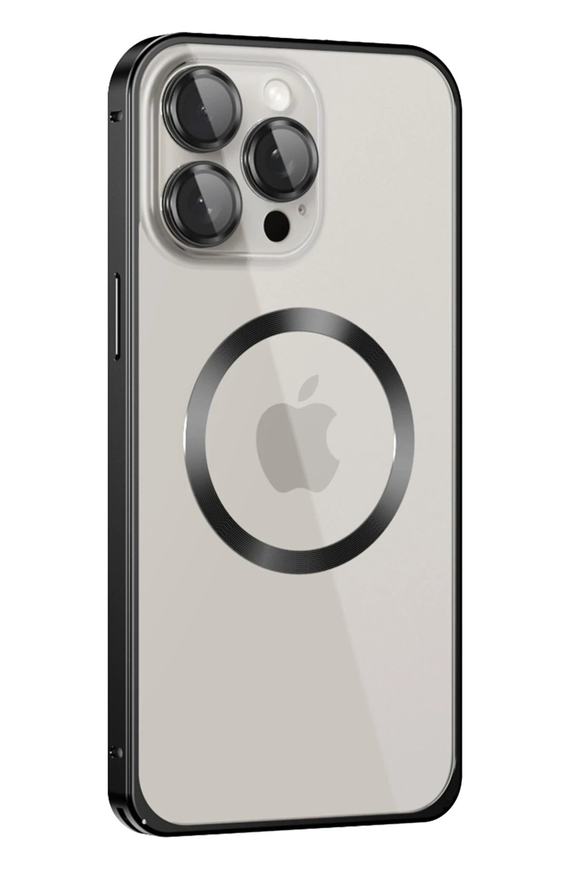 Joko iPhone 15 Pro Max Kılıf Metal Bumper Magneticsafe Kapak - Siyah