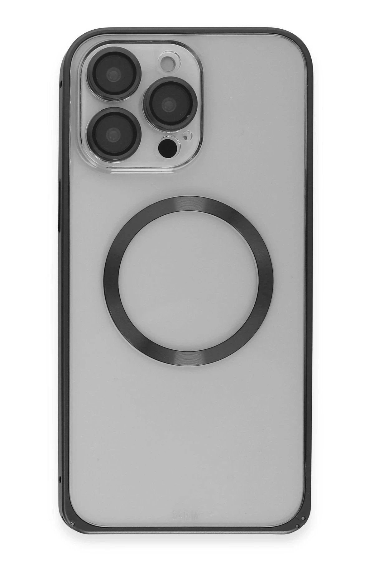 Joko iPhone 15 Pro Max Kılıf Metal Bumper Magneticsafe Kapak - Siyah