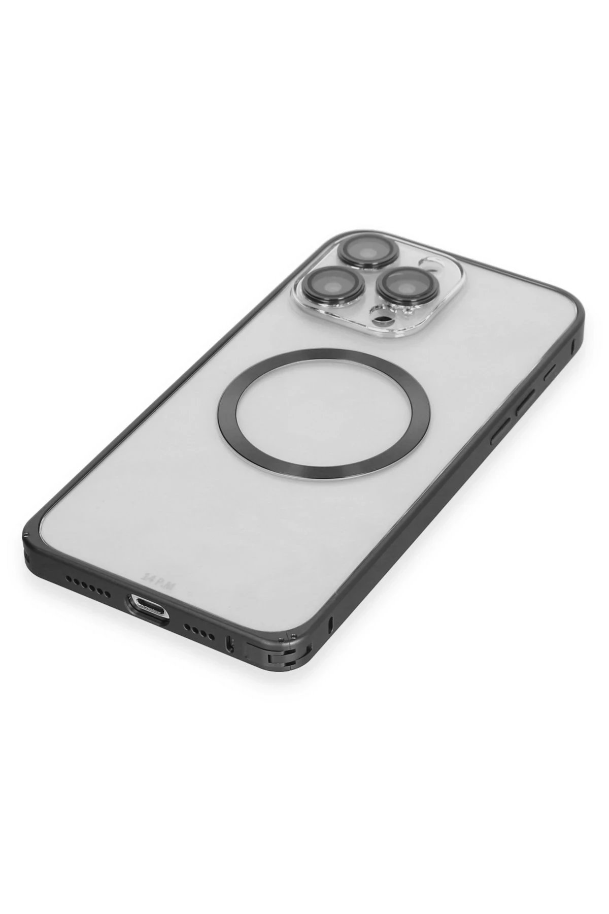 Joko iPhone 15 Pro Max Kılıf Metal Bumper Magneticsafe Kapak - Siyah