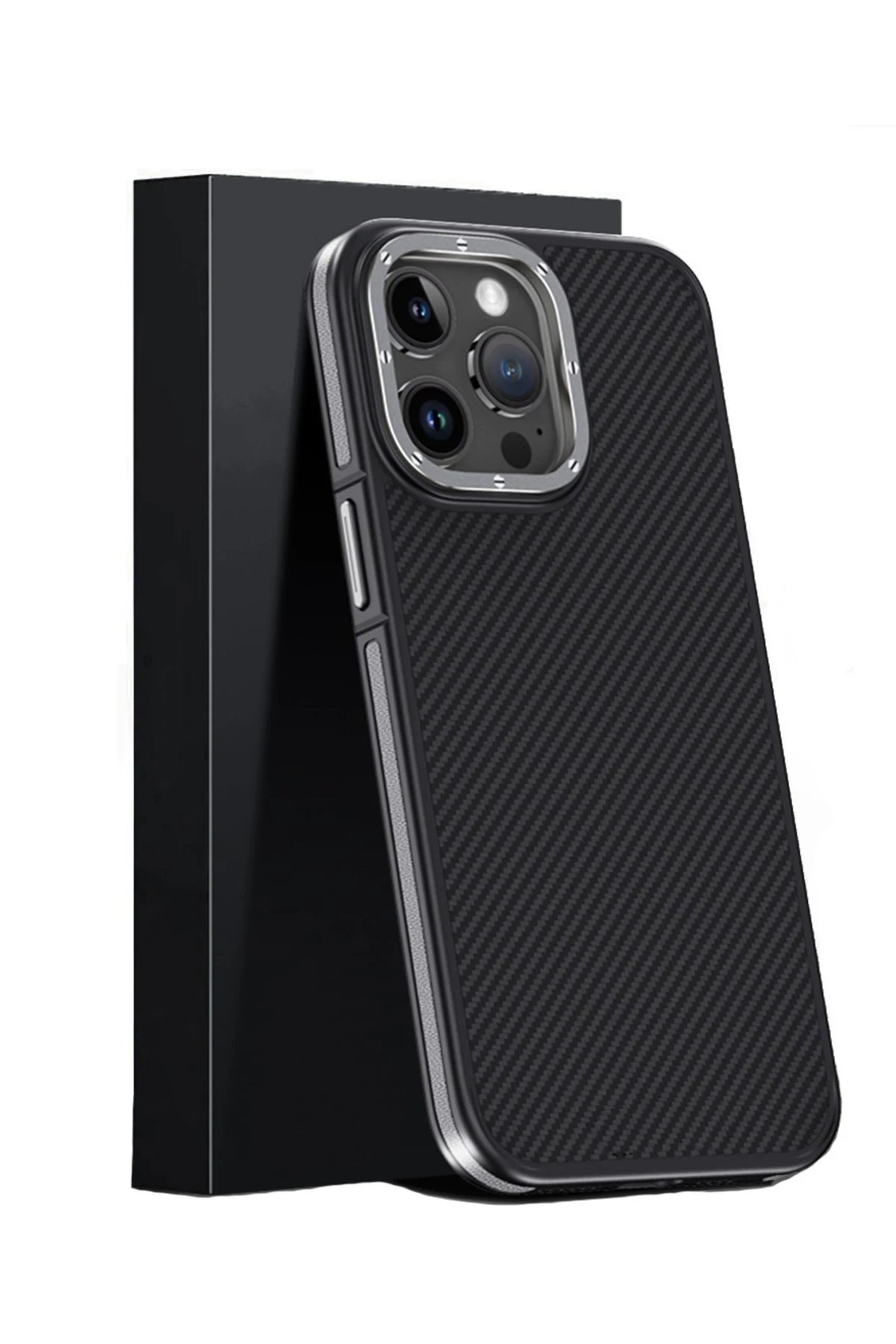 Joko iPhone 15 Pro Max Kılıf Aramid 600D Kevlar Karbon Fiber Magsafe Kapak - Gri