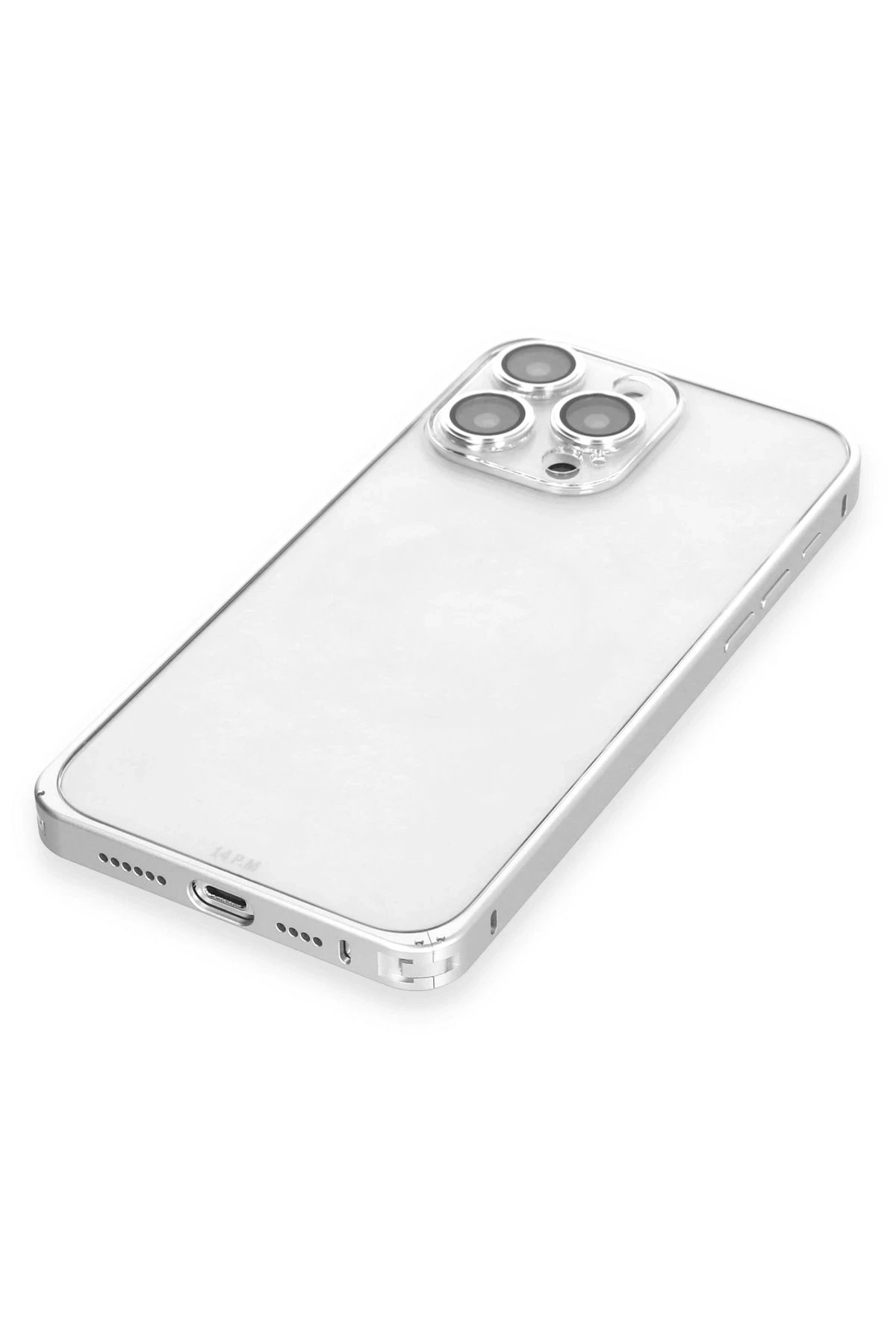 Joko iPhone 15 Pro Max Metal Bumper Mat Kapak - Gümüş