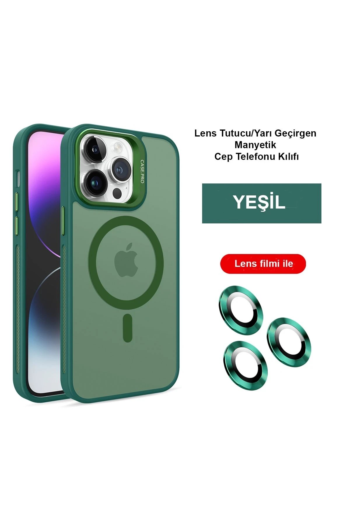 Joko iPhone 14 Pro Kılıf Flet Lens Magsafe Kapak - Koyu Yeşil