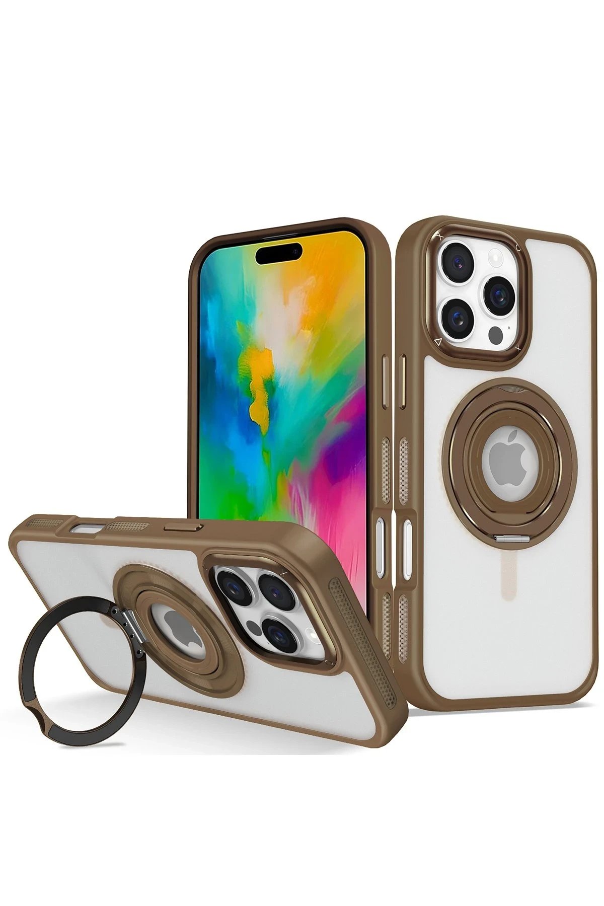 Joko iPhone 16 Pro Banza Magsafe Standlı Kapak - Kahverengi