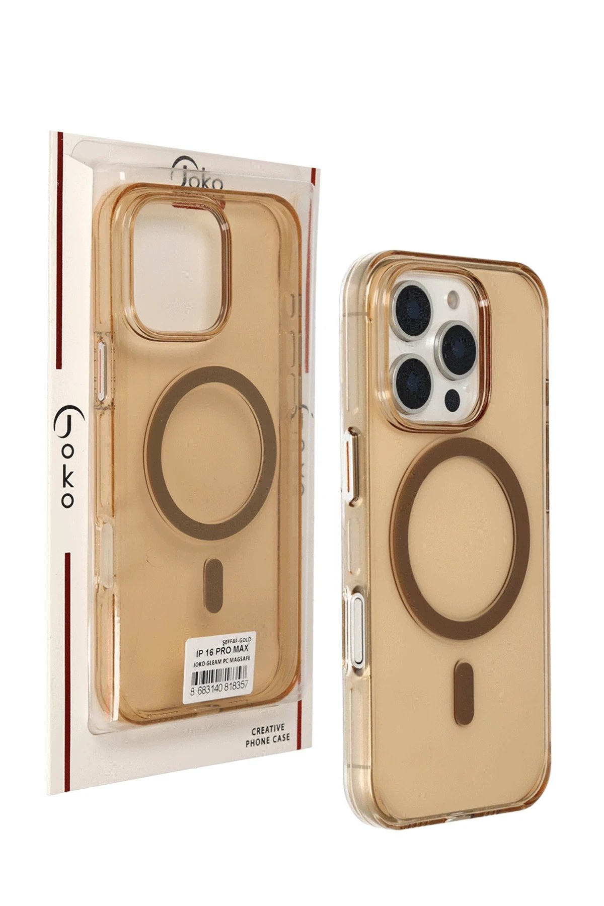 Joko iPhone 16 Pro Max Gleam PC Sert Magsafe Kılıf - Şeffaf-Gold