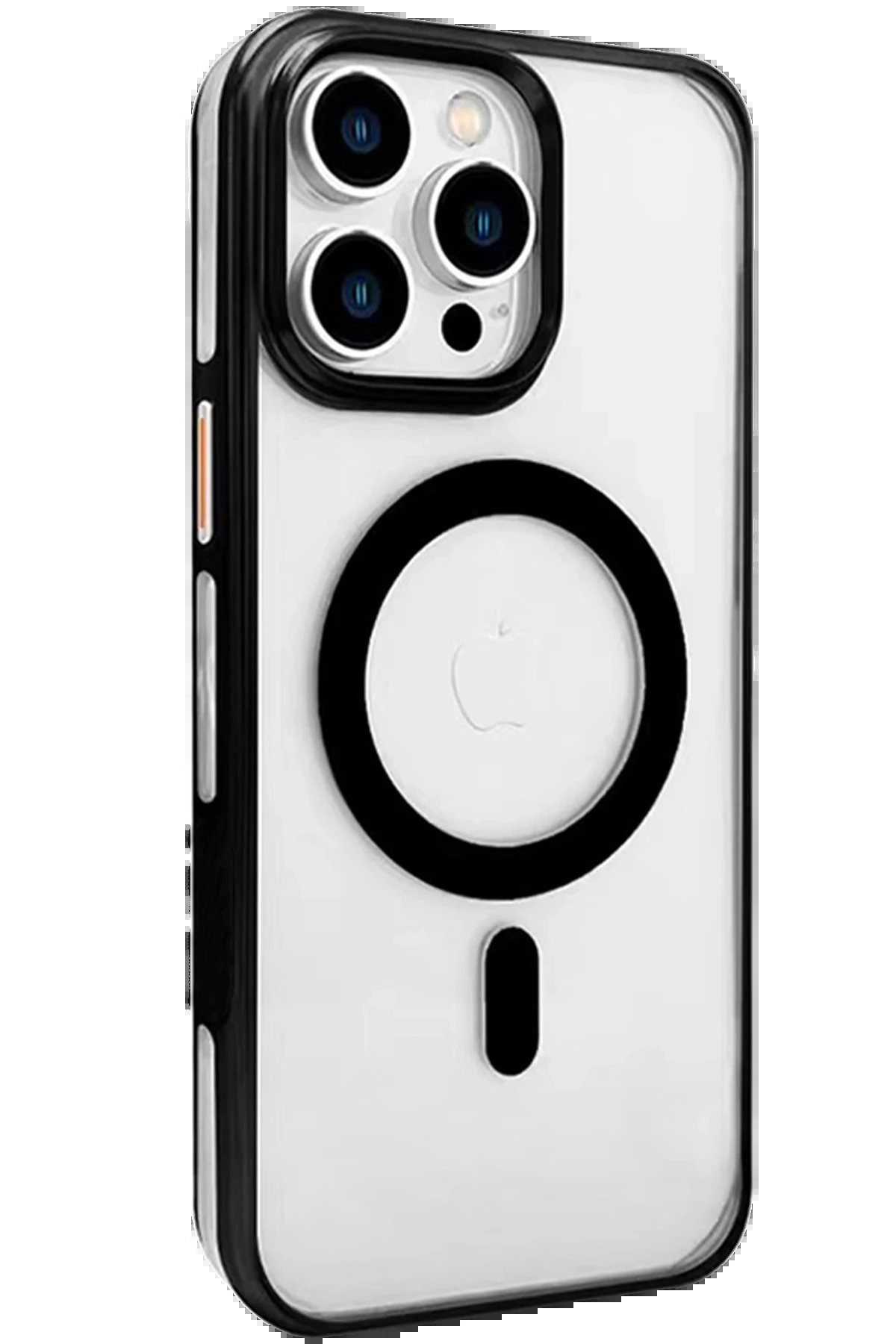 Joko iPhone 15 Pro Max Gleam PC Sert Magsafe Kılıf - Şeffaf-Siyah