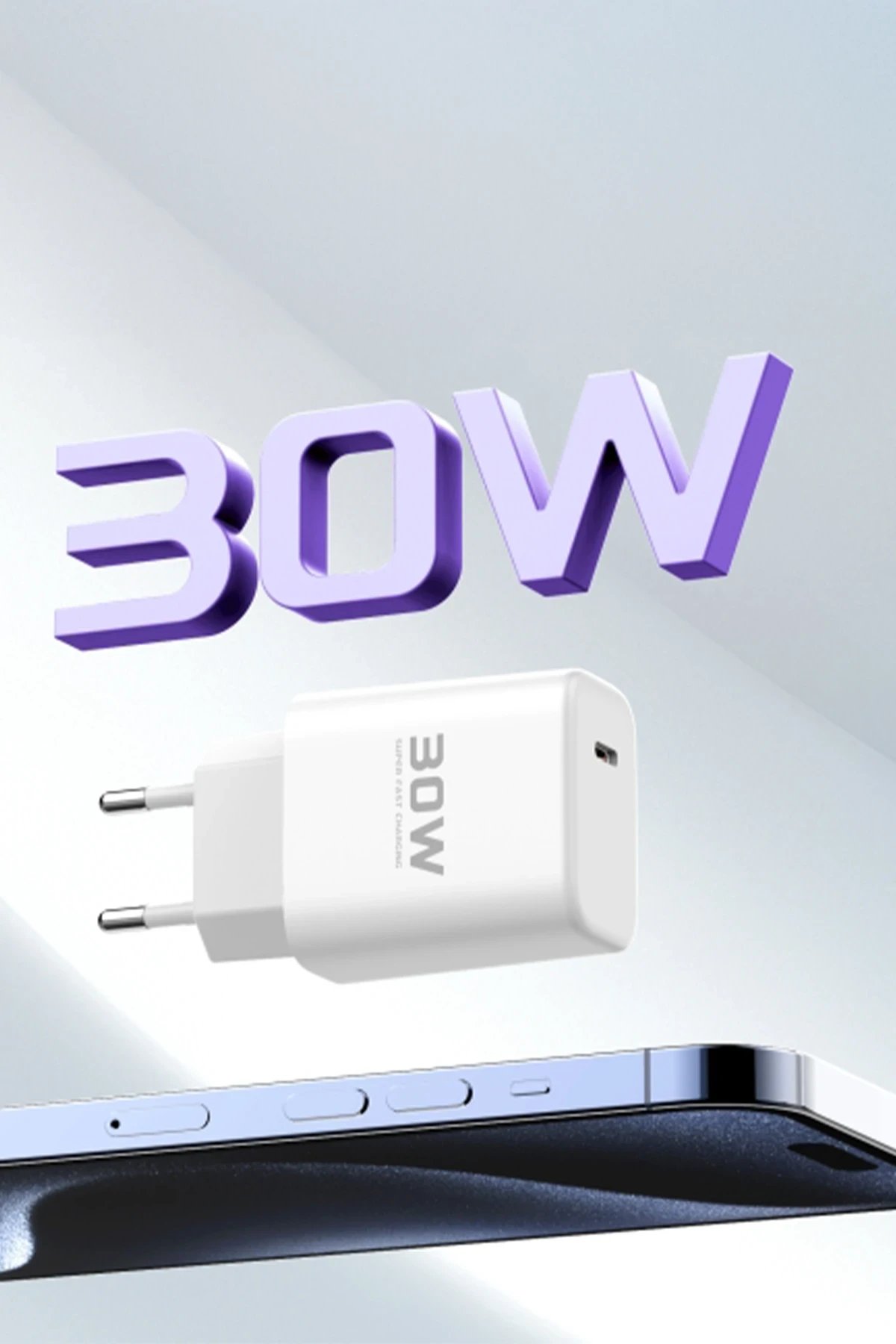 Joko JK89 30W Type-C Çıkışlı Ekstra DC66 1M Type-C to Lightning  Kablolu PD Şarj Cihazı - Beyaz