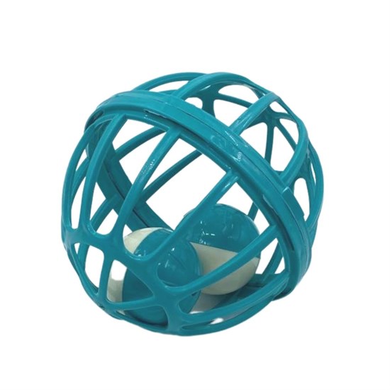 Kediler İçin Çanlı Renkli Tekerlekli İçinde Top Olan Kafes Şeklinde  Evcil Hayvan Oyuncağı