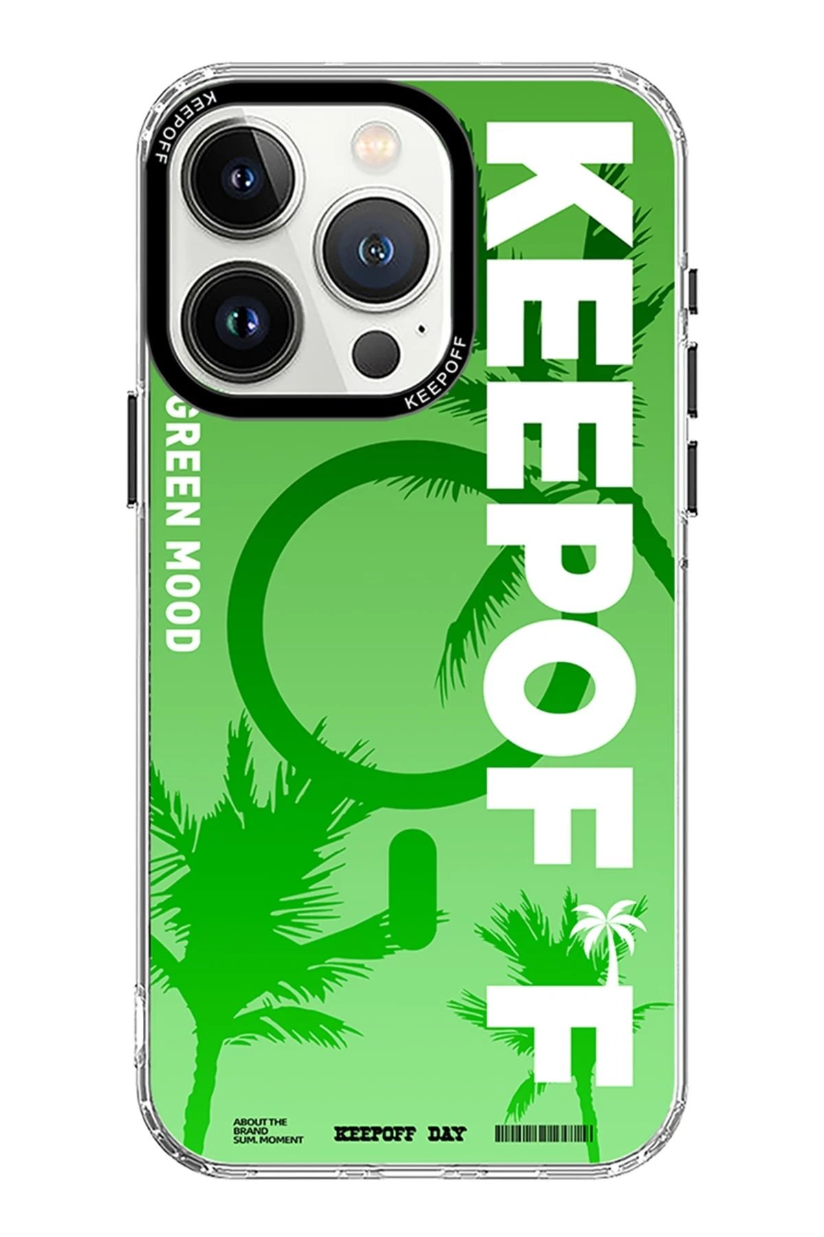 Keep Off iPhone 15 Pro Max Summer Travel Magsafe Kapak - Green Mood