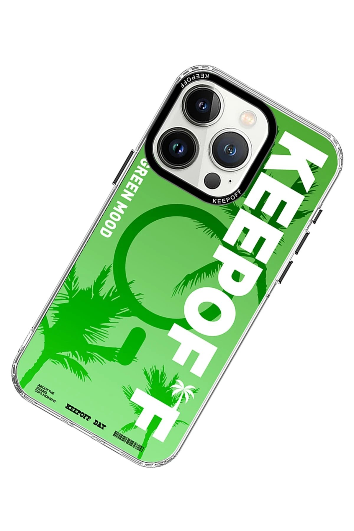 Keep Off iPhone 15 Pro Max Summer Travel Magsafe Kapak - Green Mood