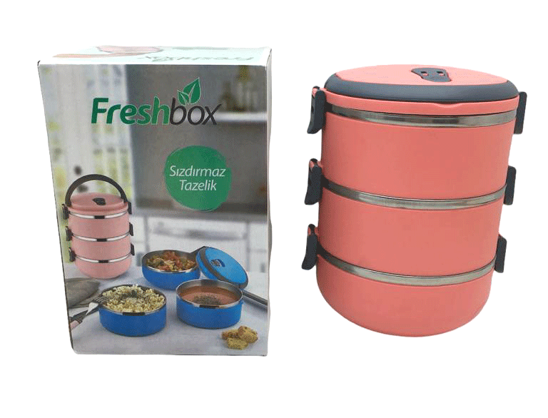 KOYU PEMBE 3LÜ SEFER TASI SAKLAMA KABI 1.8LT