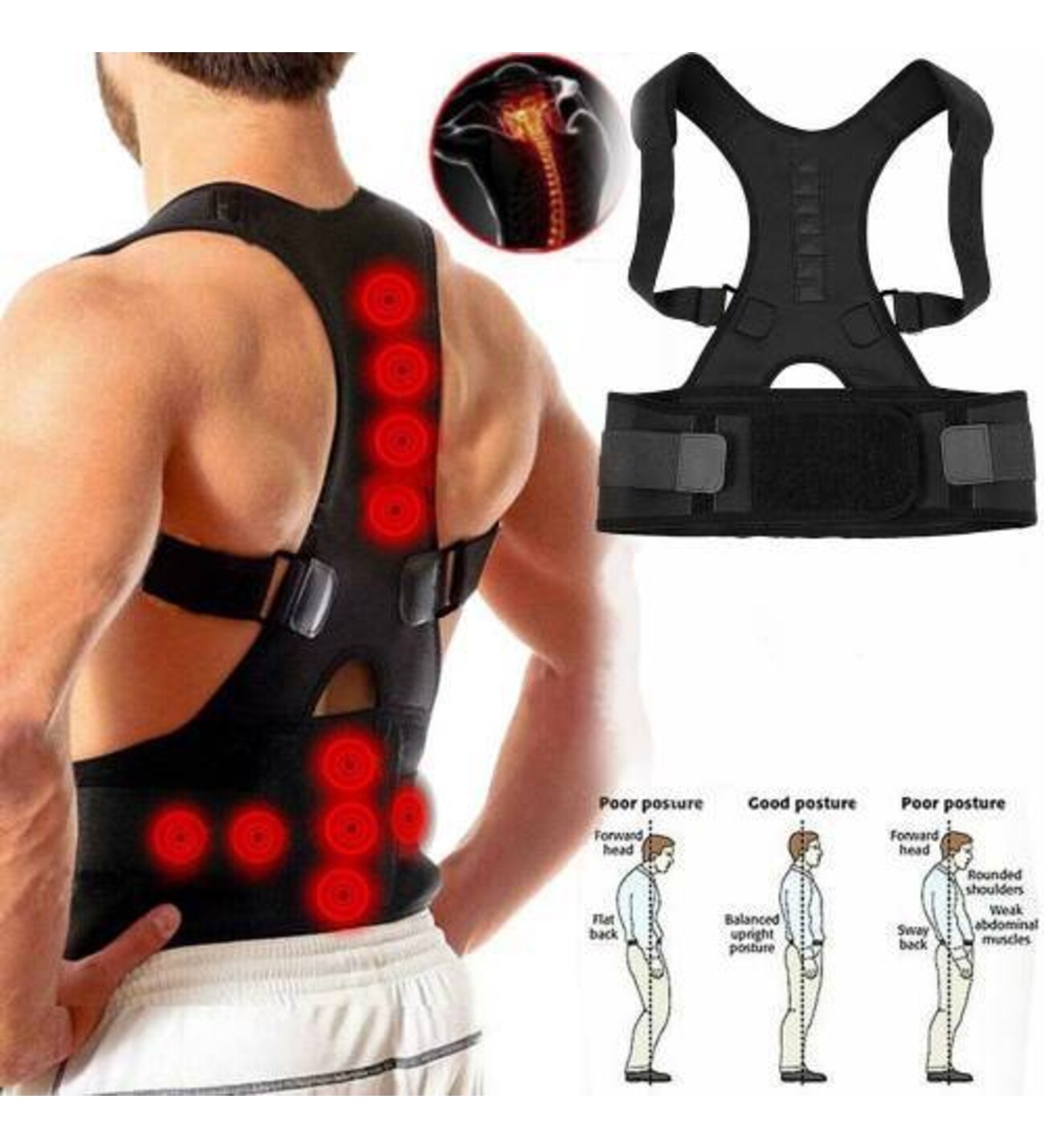 Manyetik Dik Duruş Korsesi Bel Sırt Korse Kamburluk Önleyici Giderici Kadın Erkek Mıknatıslı Yelek