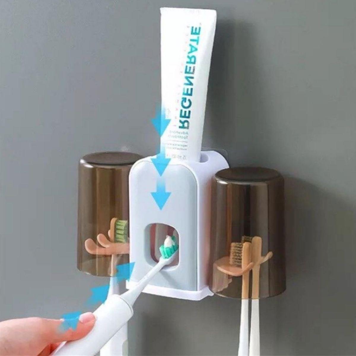 Montaj Gerektirmeyen Fayansa,Duvara Yapışabilen 2 Kupalı Steril Otomatik Diş Macunluk