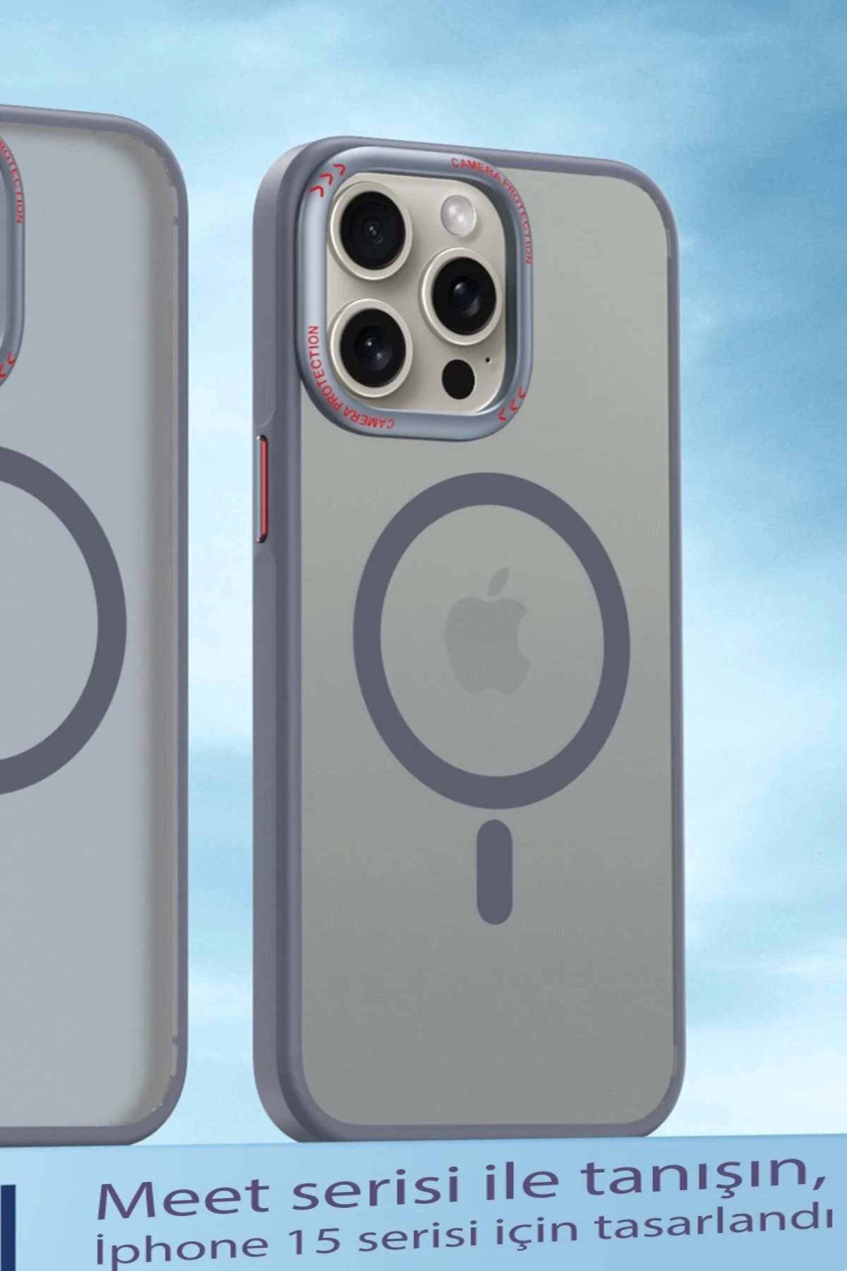 Movenchy iPhone 15 Pro Kılıf Radyant Magsafe Kapak - Titan Gri