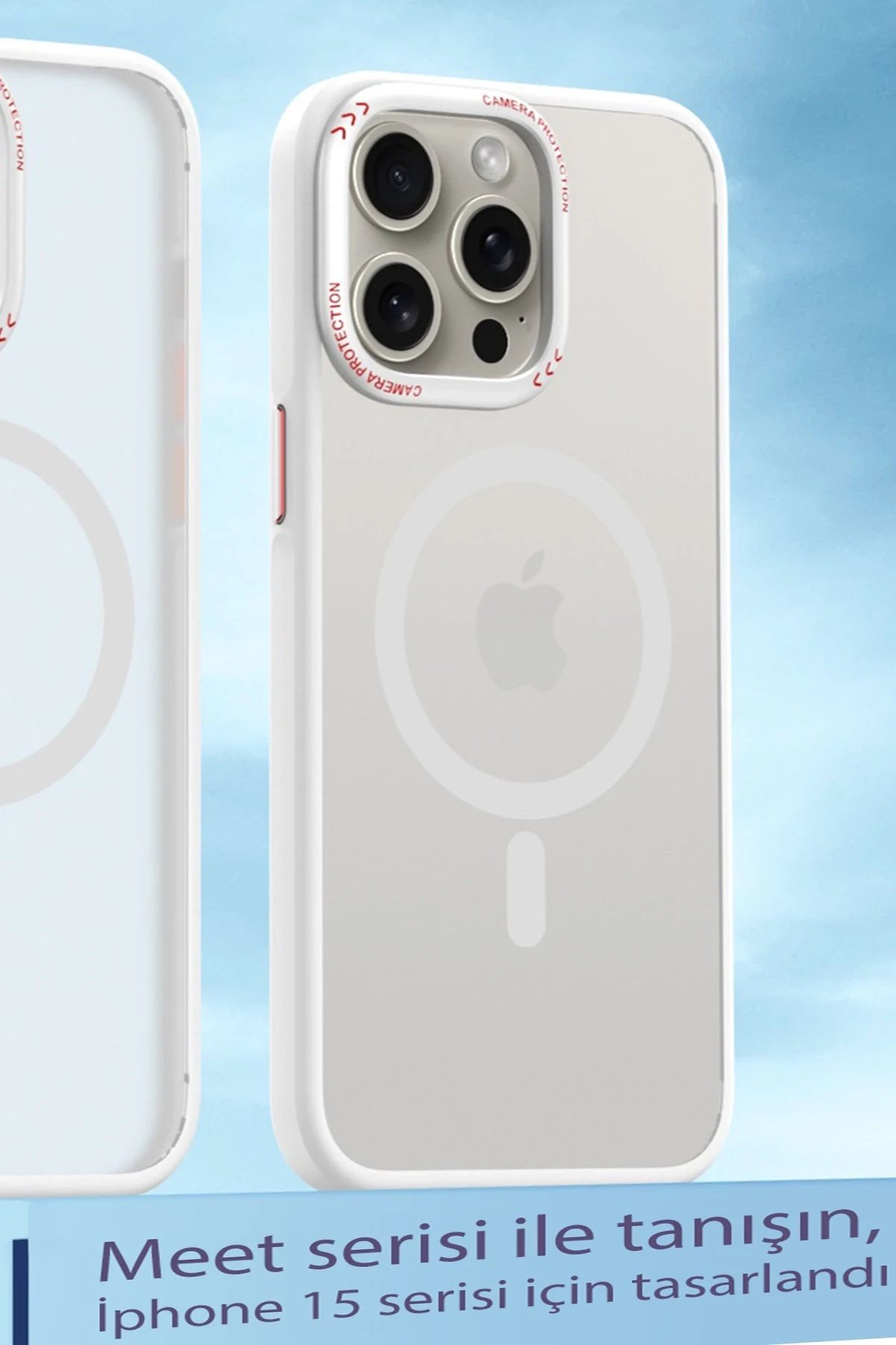 Movenchy iPhone 15 Pro Kılıf Radyant Magsafe Kapak - Beyaz