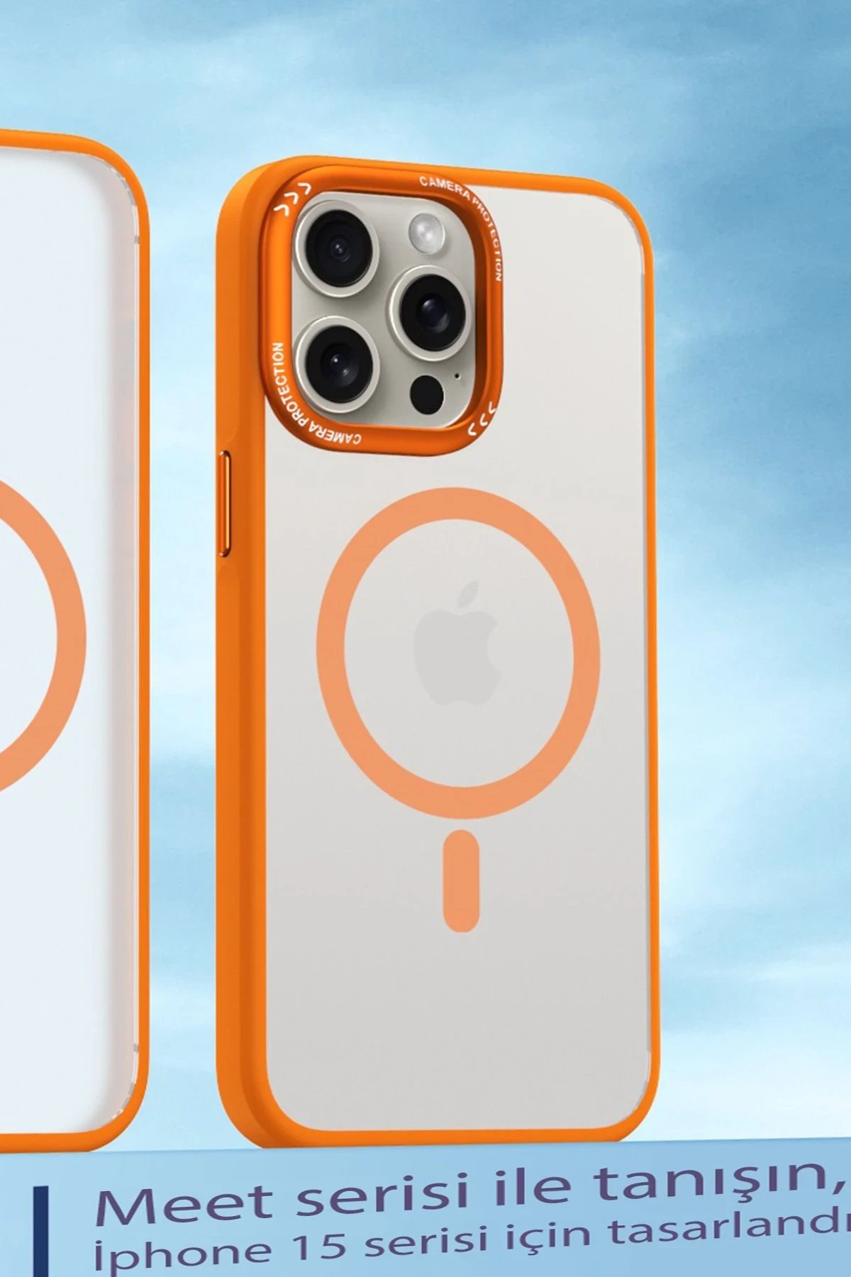 Movenchy iPhone 15 Pro Kılıf Radyant Magsafe Kapak - Turuncu