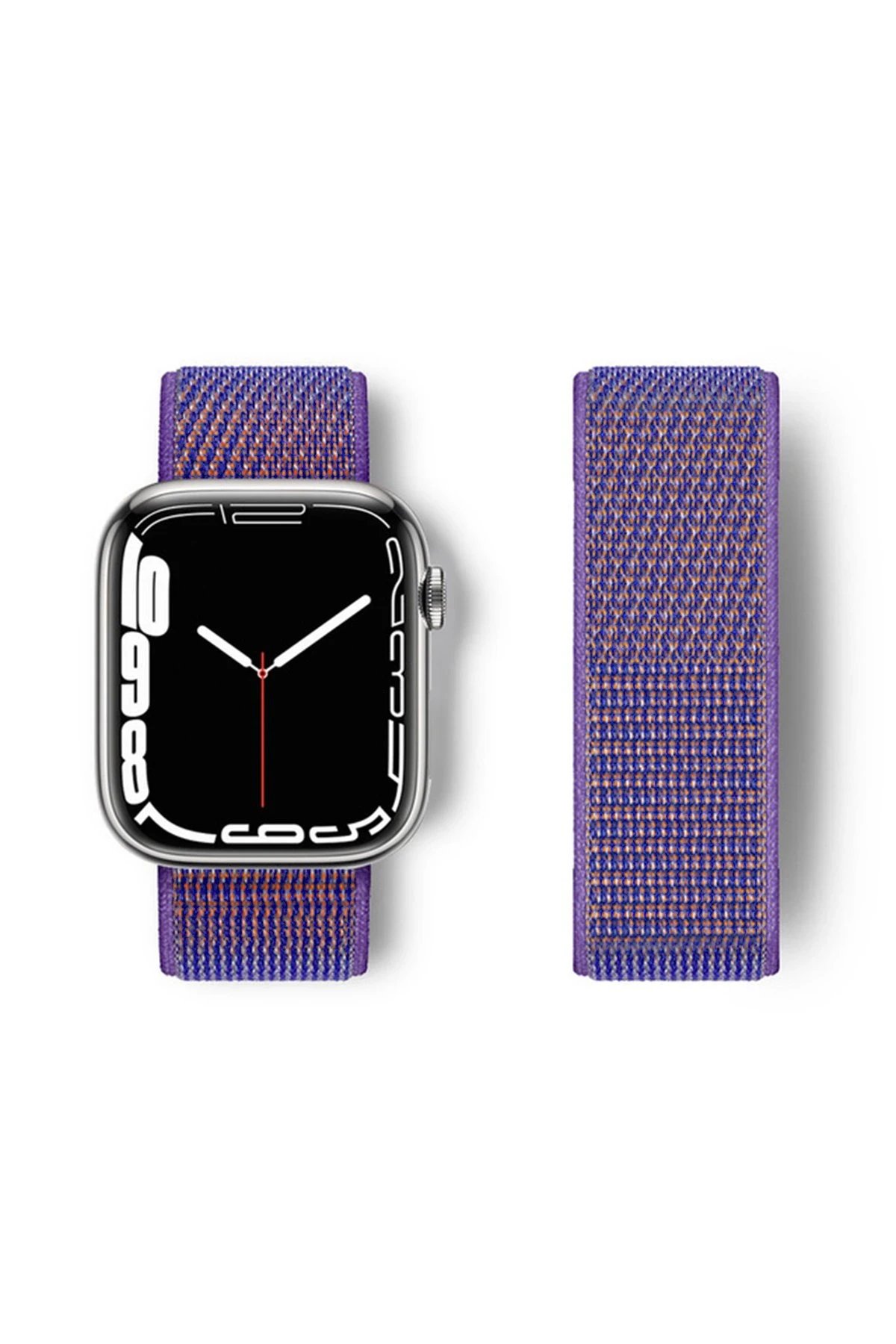 Newface Apple Watch 42mm Hasırlı Cırtcırtlı Kordon - Lila