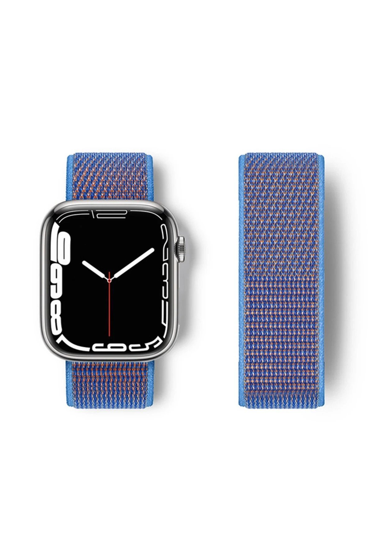 Newface Apple Watch 42mm Hasırlı Cırtcırtlı Kordon - Mor