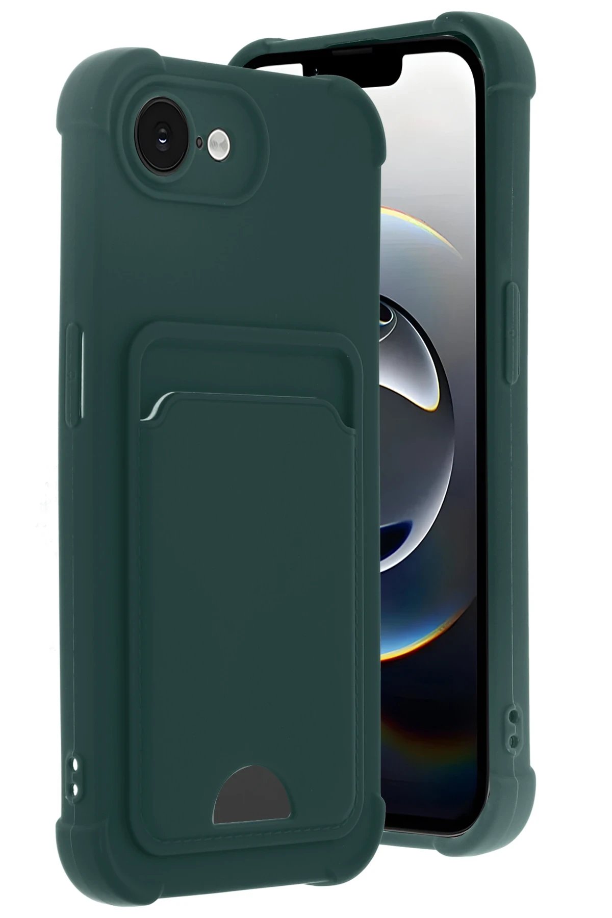 Newface Apple iPhone 16E Kelvin Kartvizitli Silikon - Koyu Yeşil