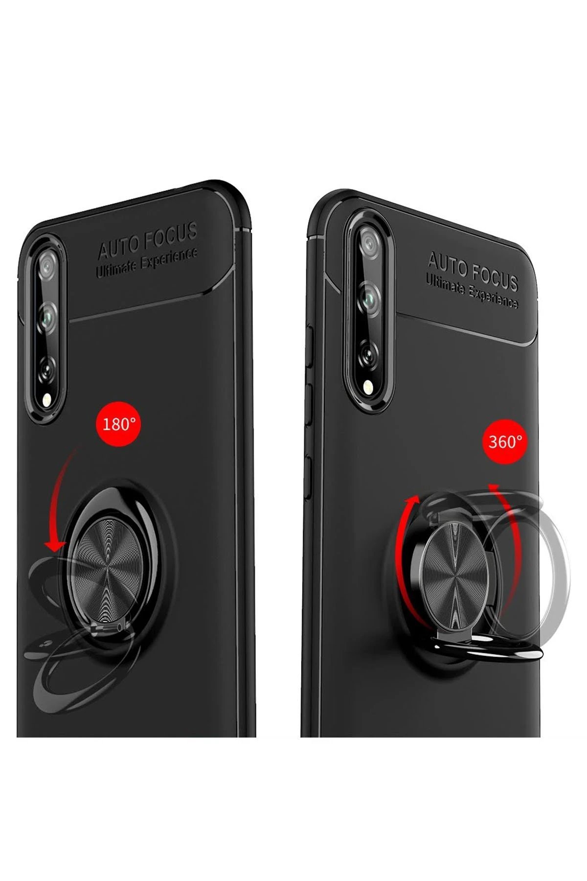 Newface Huawei P Smart S Kılıf Range Yüzüklü Silikon - Siyah