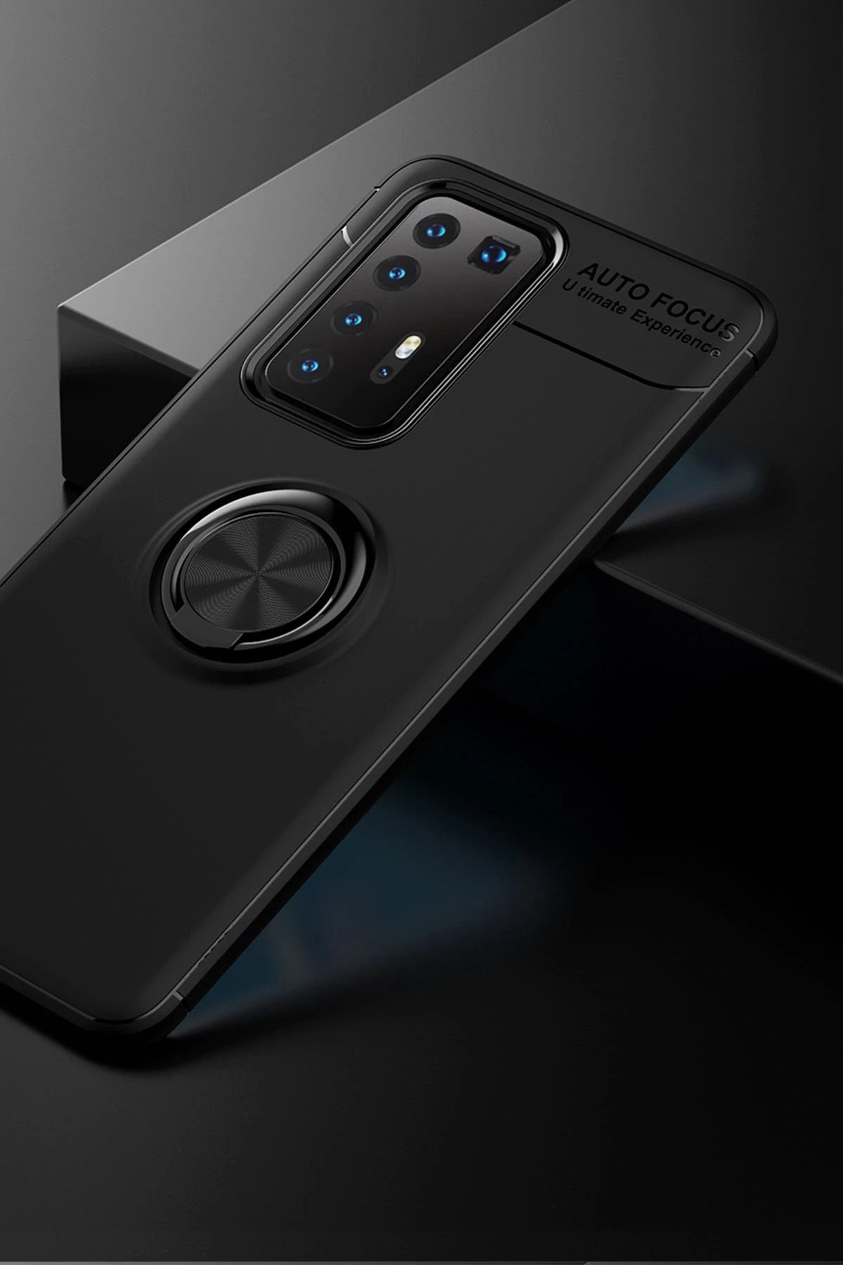 Newface Huawei P40 Pro Kılıf Range Yüzüklü Silikon - Siyah