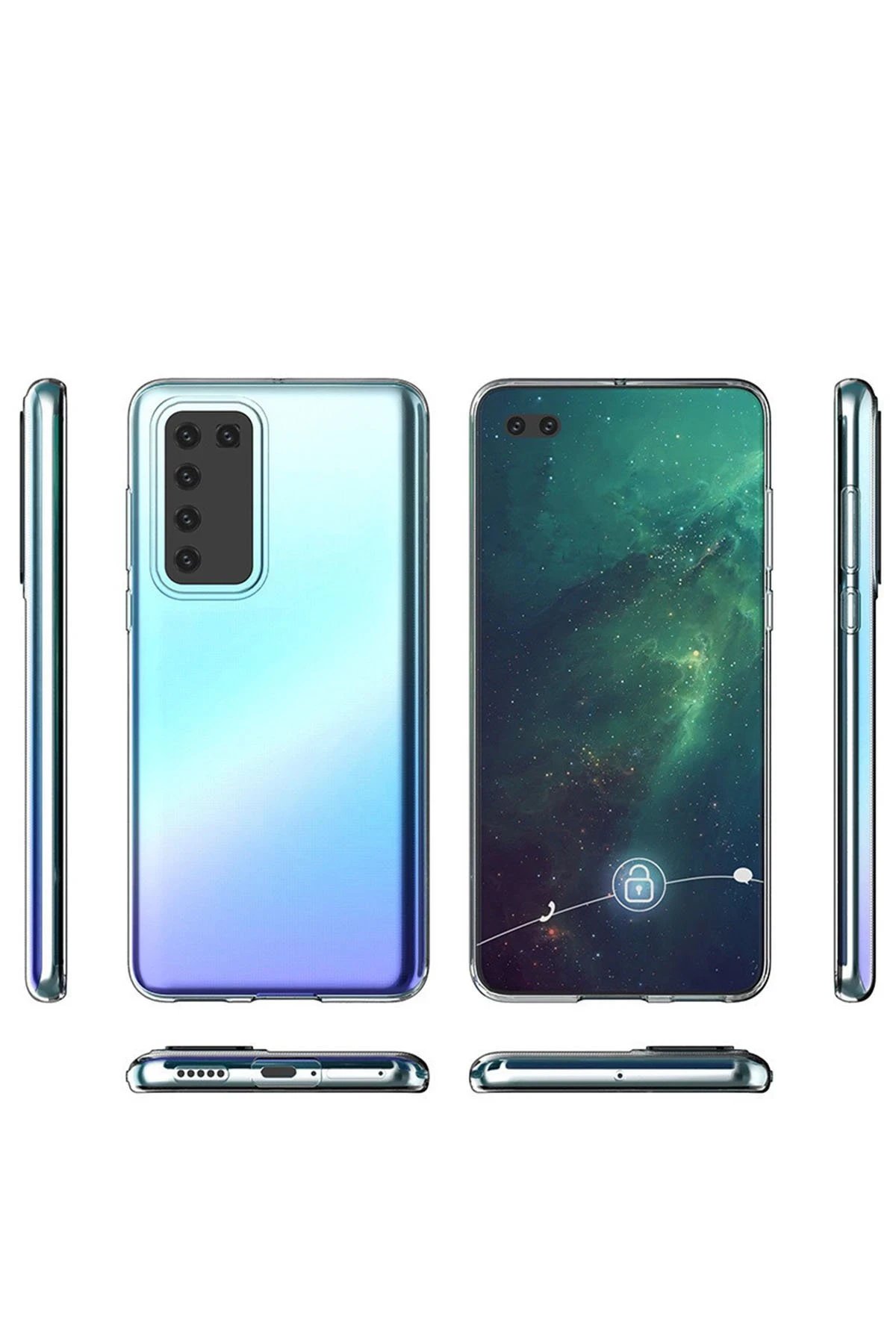 Newface Huawei P40 Kılıf Lüx Şeffaf Silikon - Şeffaf