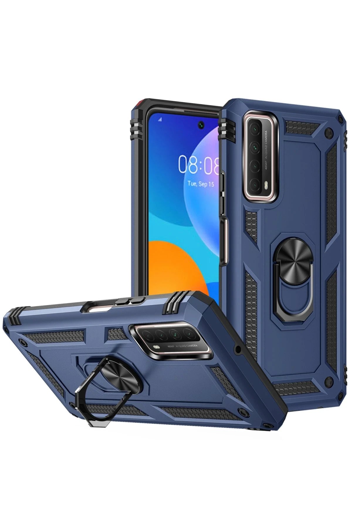 Newface Huawei P Smart 2021 Kılıf Sofya Yüzüklü Silikon Kapak - Lacivert