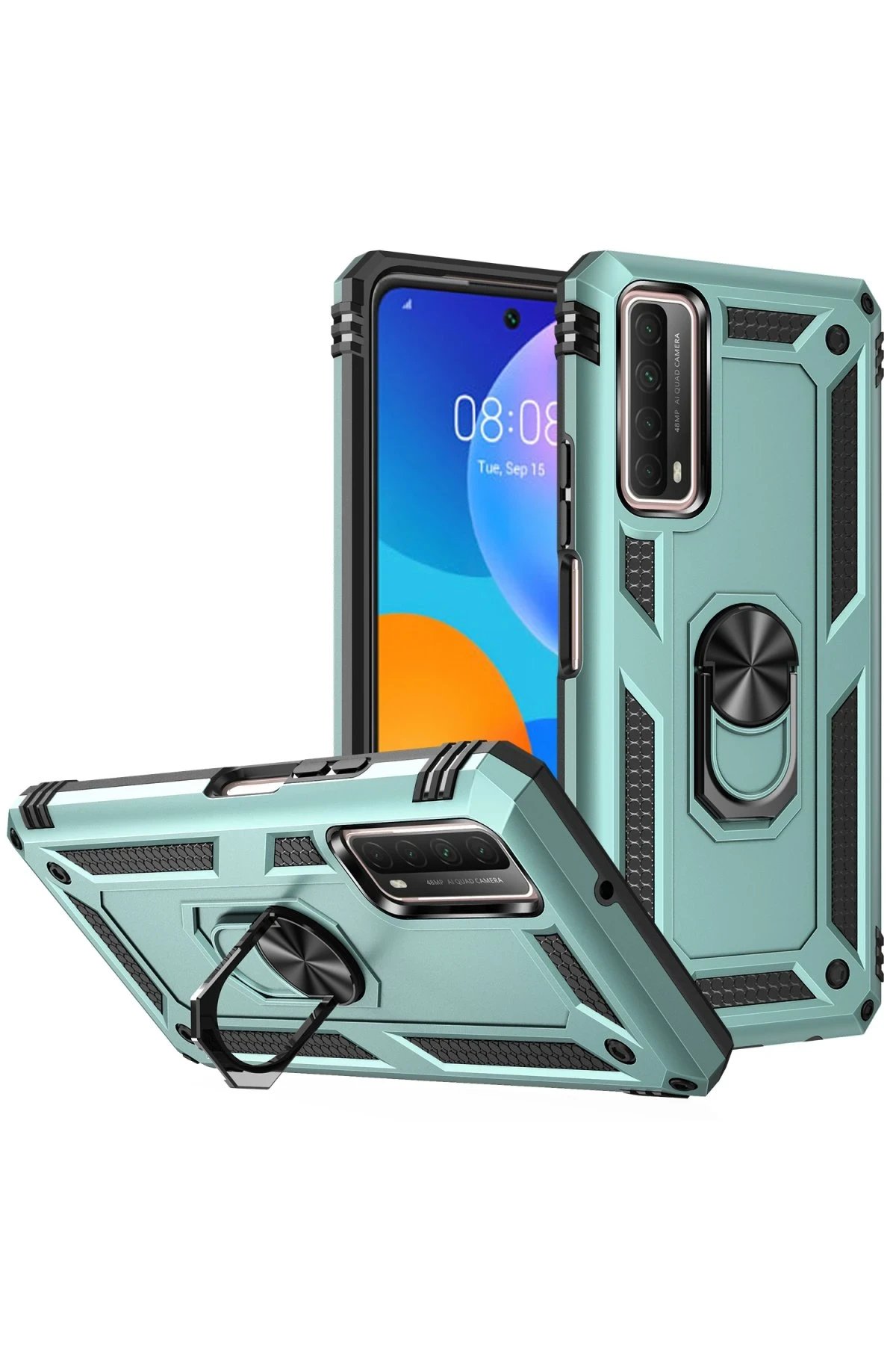 Newface Huawei P Smart 2021 Kılıf Sofya Yüzüklü Silikon Kapak - Yeşil