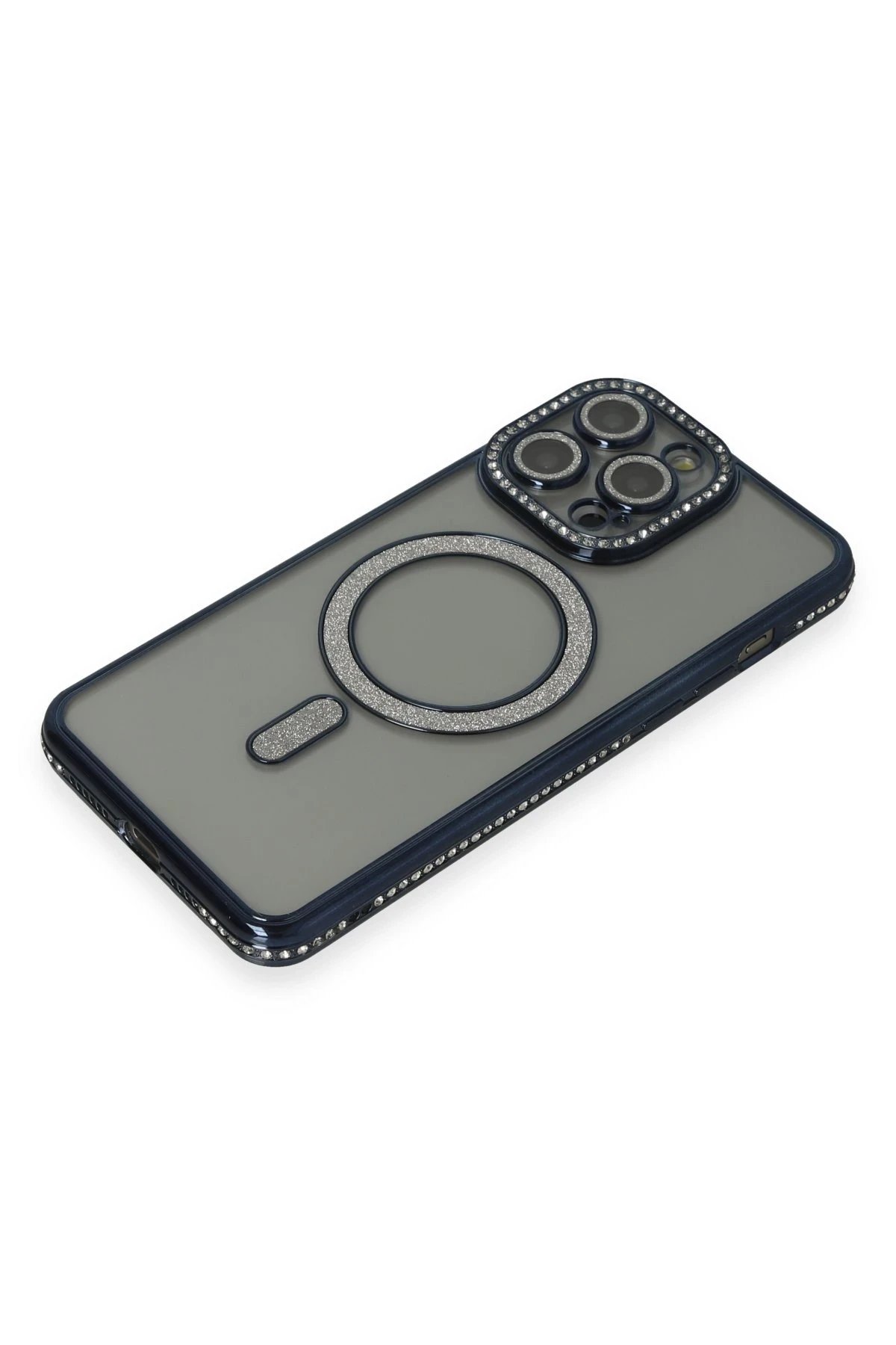 Newface iPhone 14 Pro Max Kılıf Joke Simli Magneticsafe Kılıf - Lacivert