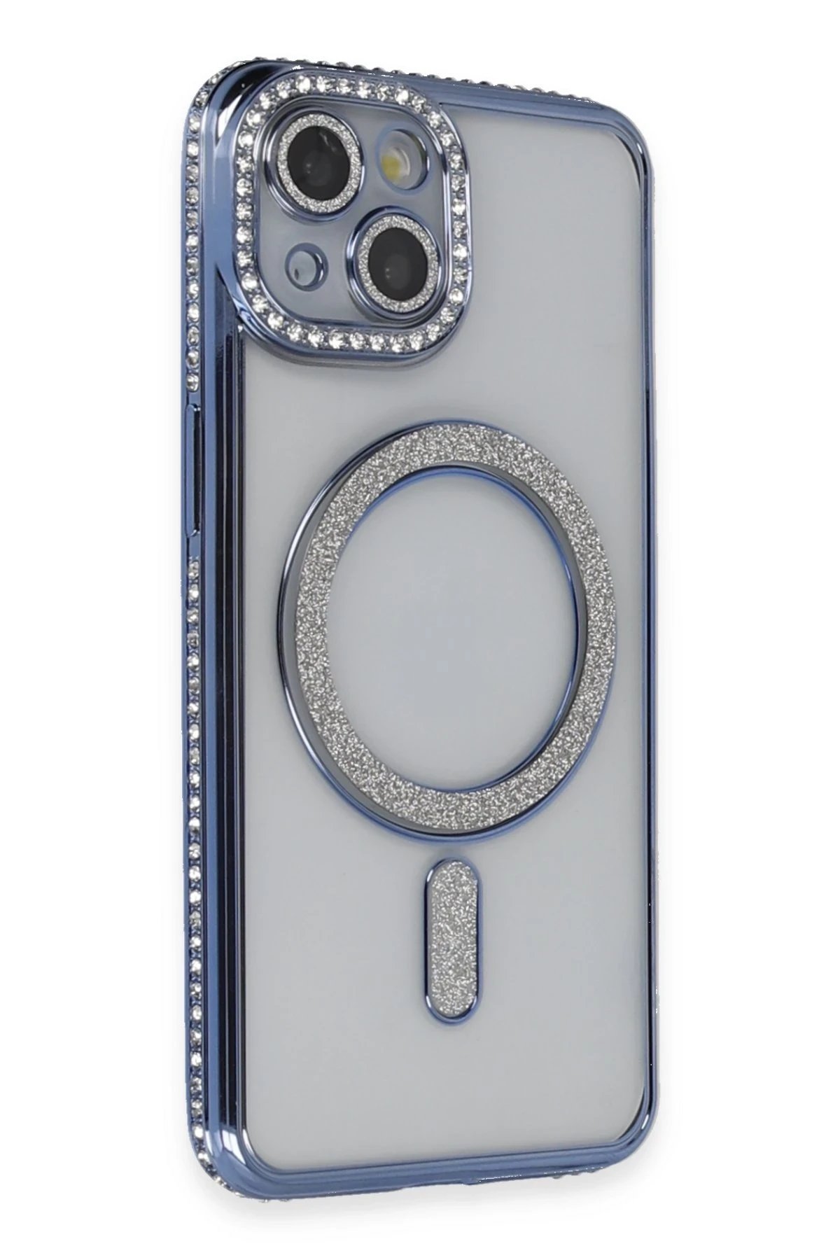 Newface iPhone 13 Kılıf Joke Simli Magneticsafe Kılıf - Mavi