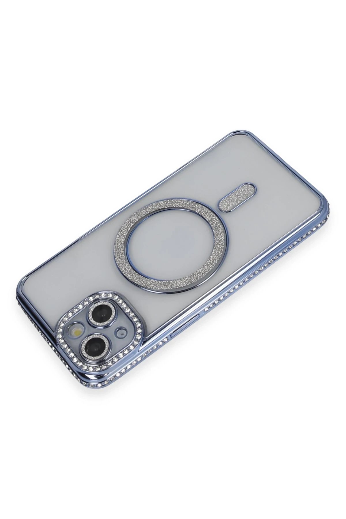 Newface iPhone 13 Kılıf Joke Simli Magneticsafe Kılıf - Mavi