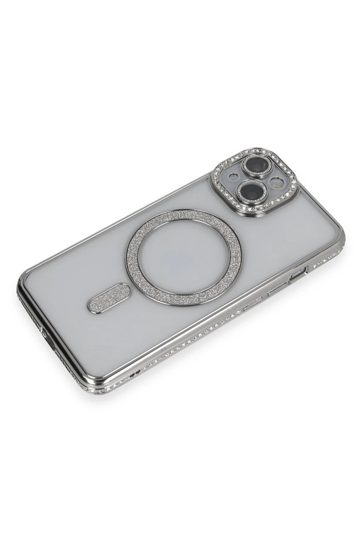 Newface iPhone 13 Kılıf Joke Simli Magneticsafe Kılıf - Gümüş