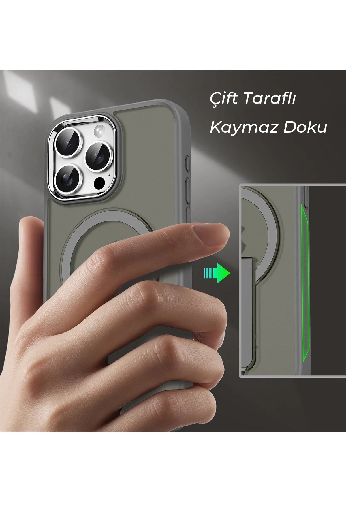 Newface iPhone 14 Pro Max Tork Magsafe Standlı Kapak - Siyah