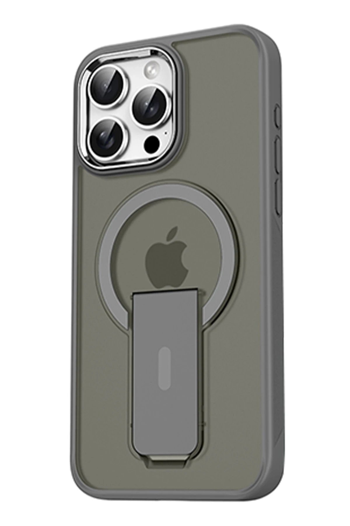 Newface iPhone 15 Pro Tork Magsafe Standlı Kapak - Titan Gri