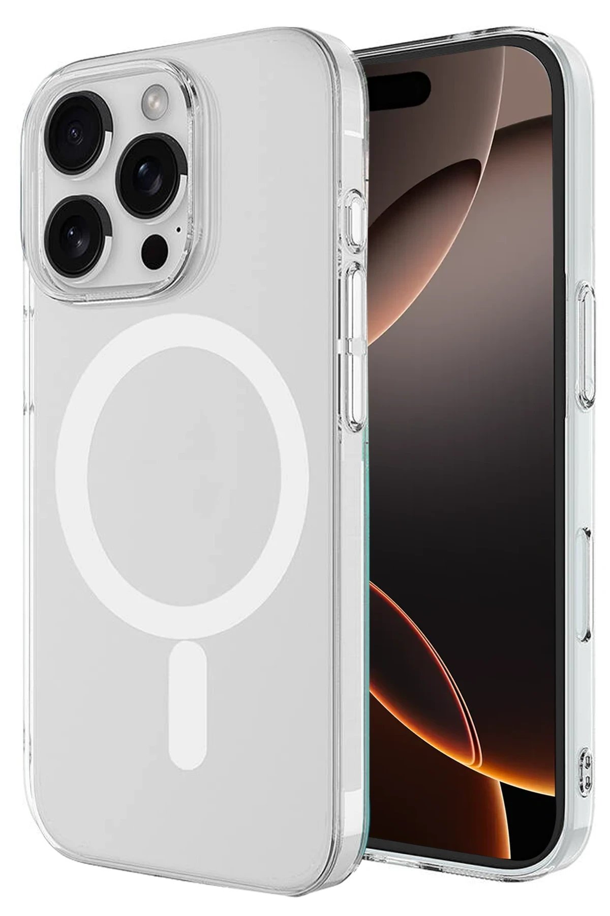 Newface iPhone 16 Pro Kılıf Magneticsafe Şeffaf Silikon - Şeffaf