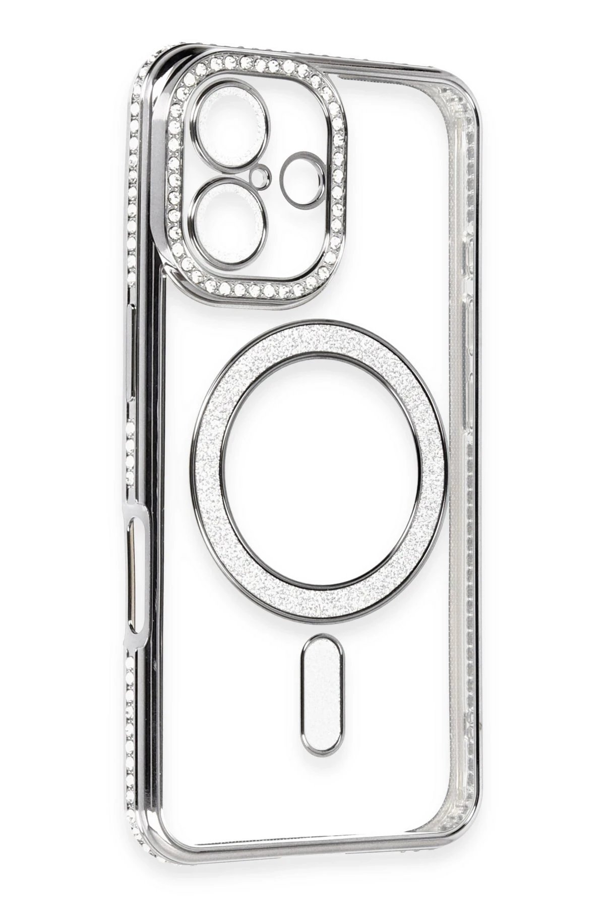 Newface iPhone 16 Kılıf Joke Simli Magneticsafe Kılıf - Gri