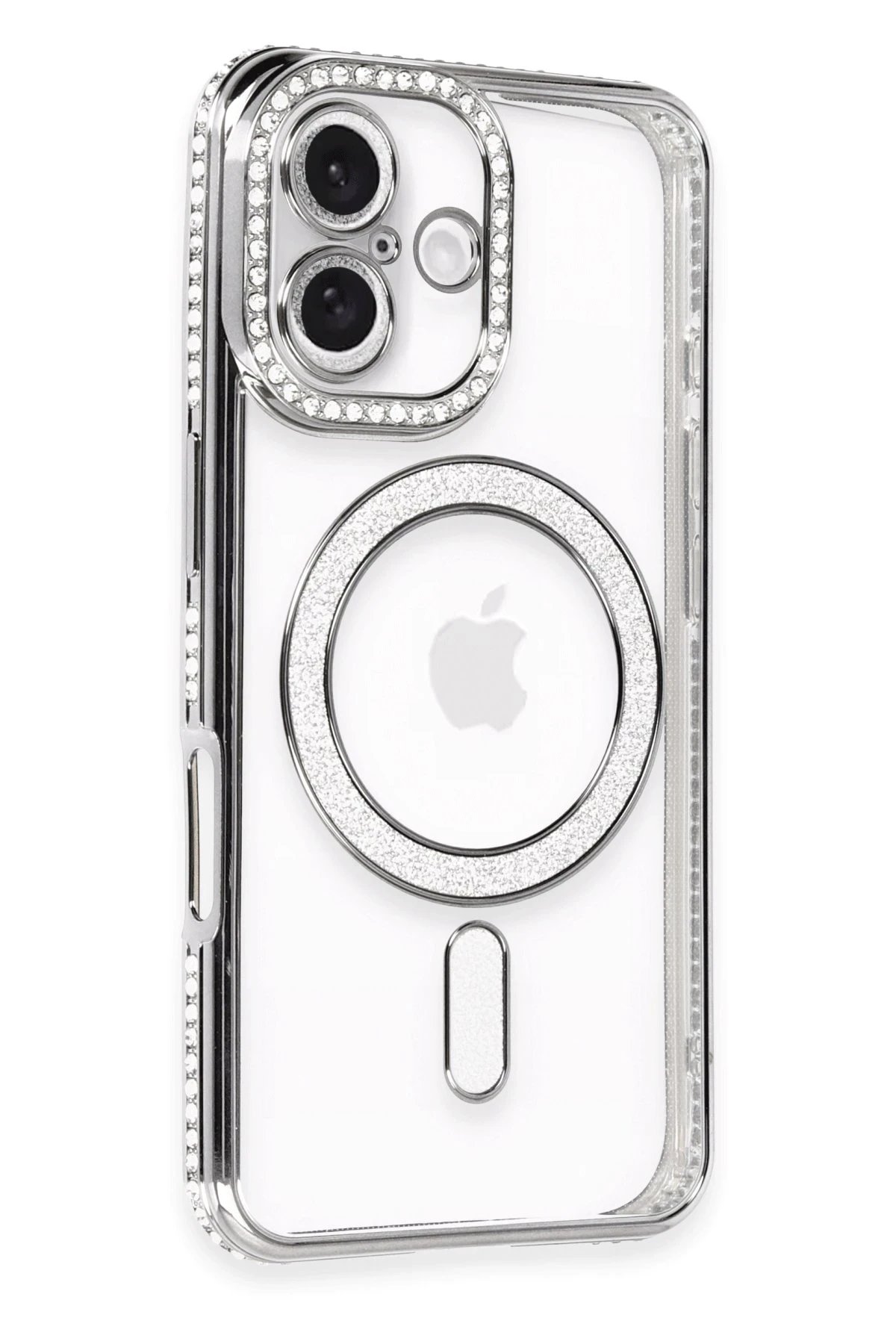 Newface iPhone 16 Plus Kılıf Joke Simli Magneticsafe Kılıf - Gri