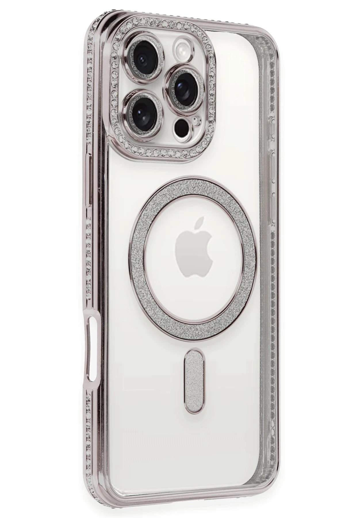 Newface iPhone 16 Pro Max Kılıf Joke Simli Magneticsafe Kılıf - Pembe