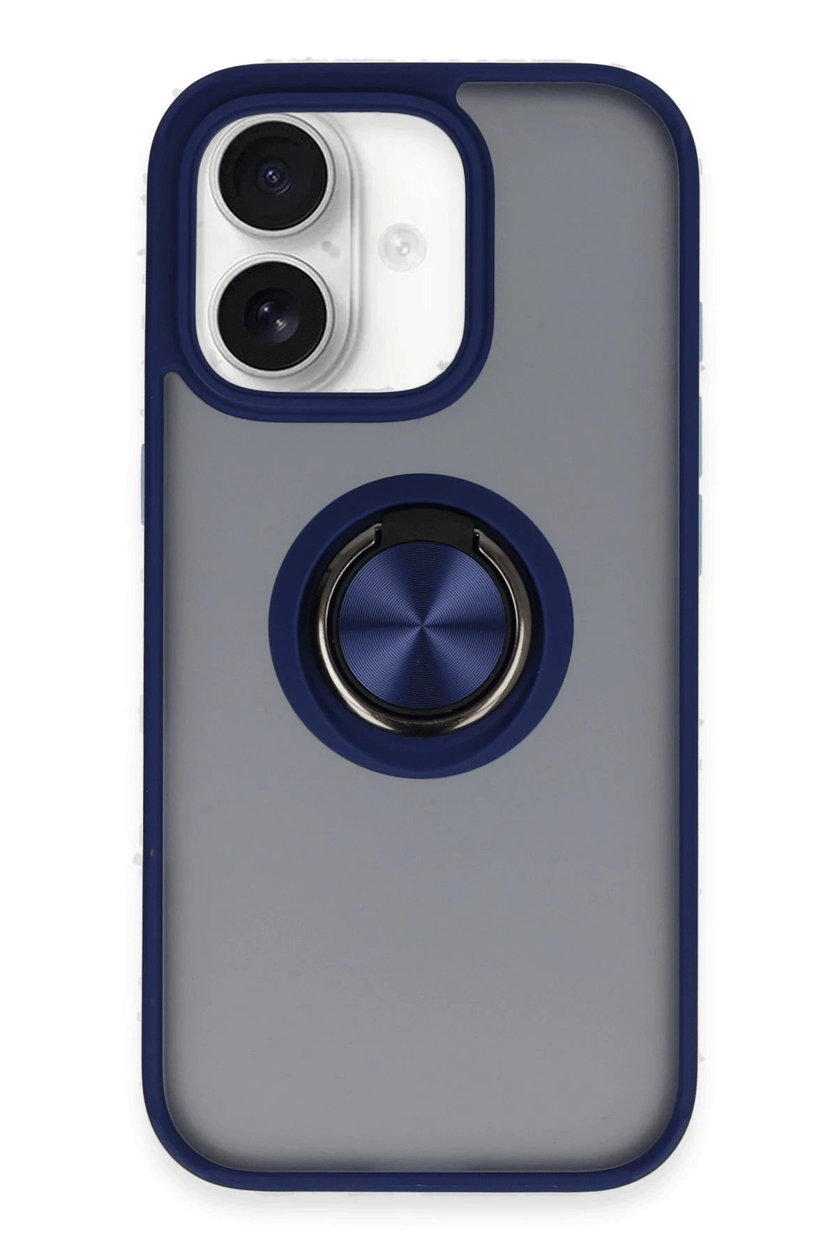 Newface iPhone 16 Kılıf Montreal Yüzüklü Silikon Kapak - Lacivert