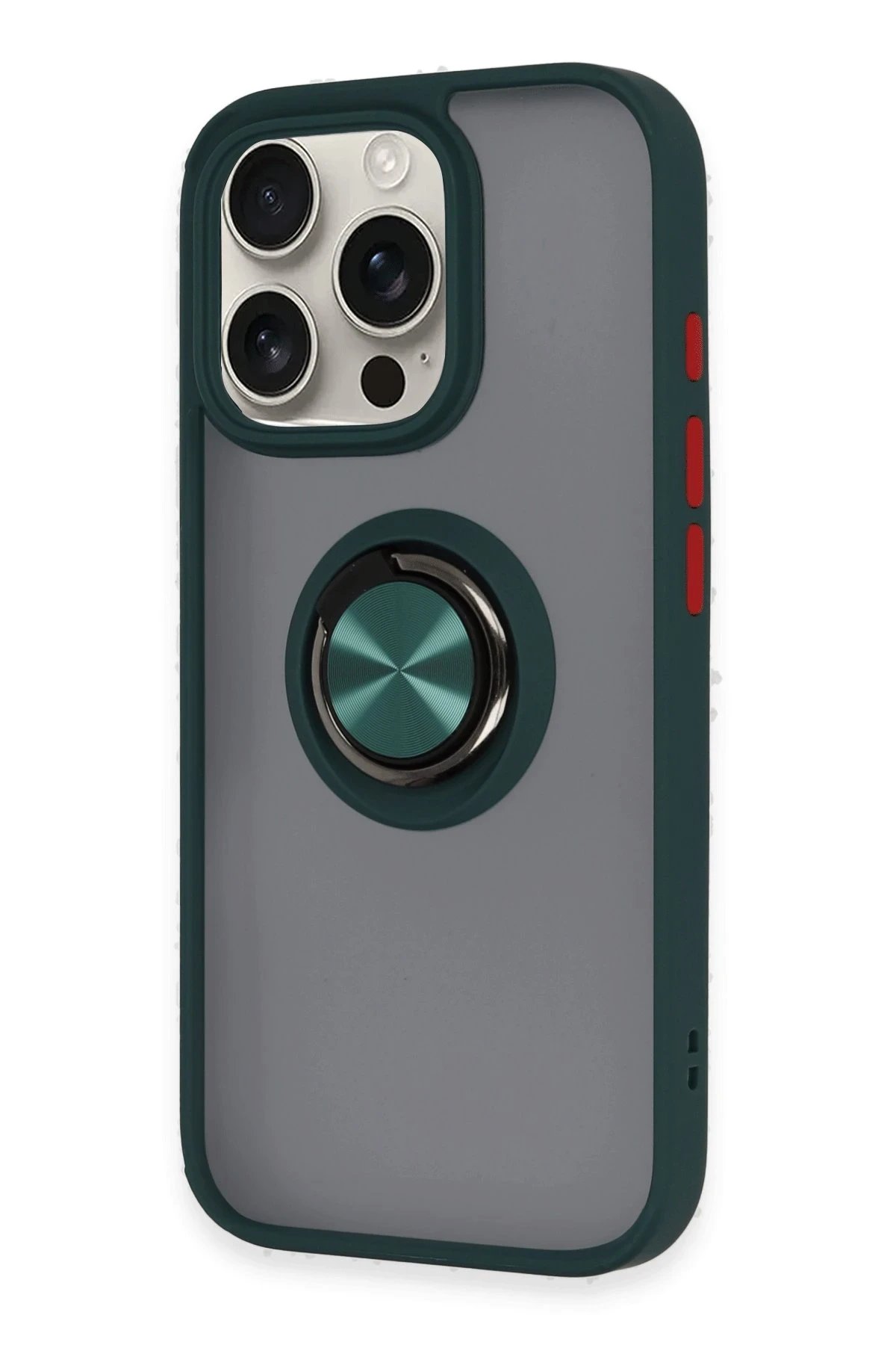 Newface iPhone 16 Pro Kılıf Montreal Yüzüklü Silikon Kapak - Yeşil