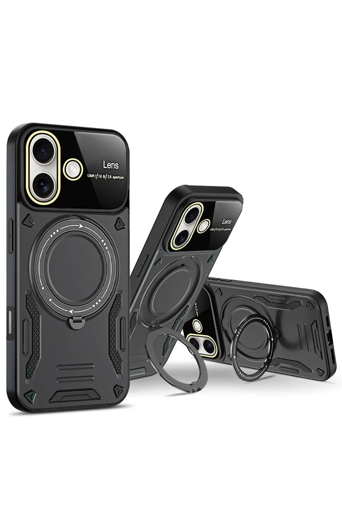 Newface iPhone 16 Kılıf Joy Lens Standlı Kapak - Koyu Yeşil