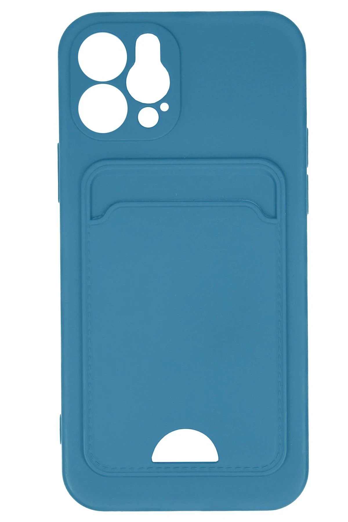 Newface iPhone 12 Kılıf Kelvin Kartvizitli Silikon - Mavi