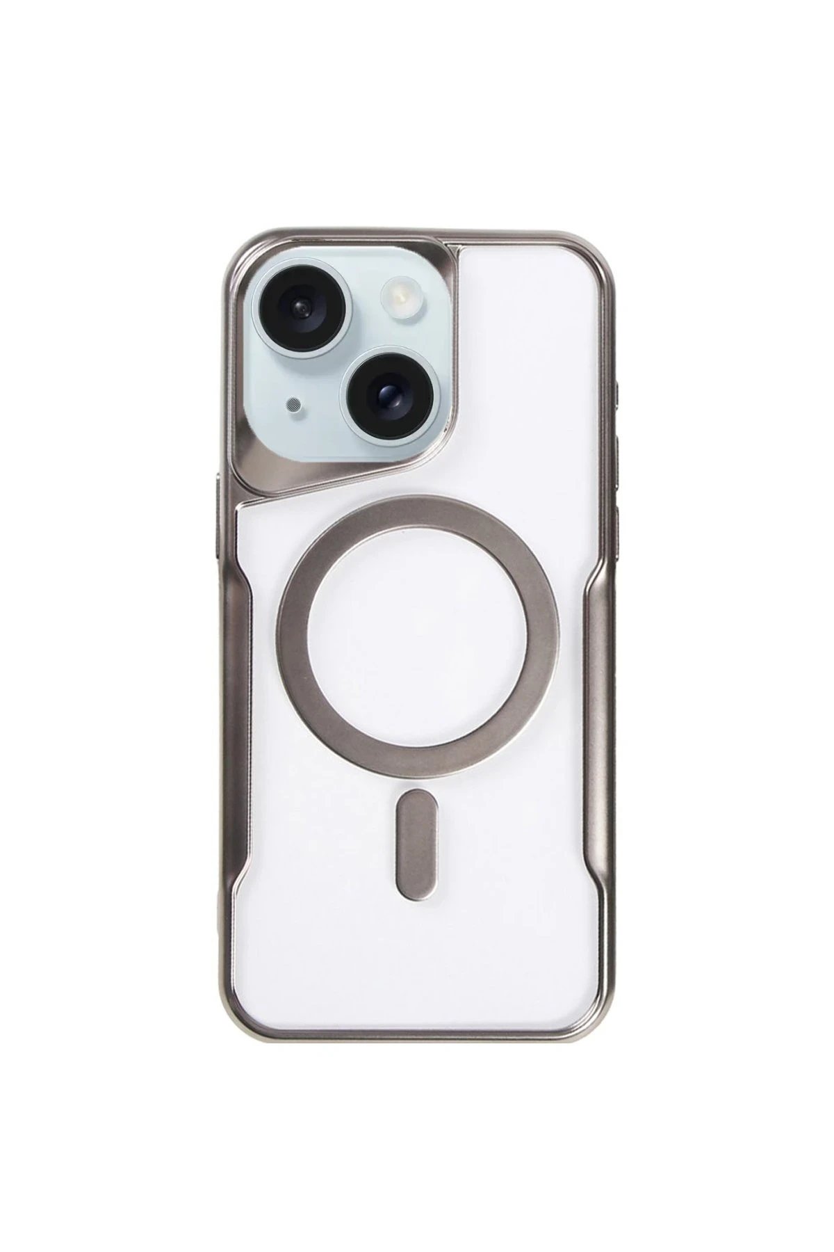 Newface iPhone 15 Kılıf Boyi Magsafe Silikon Kapak - Titan Gri