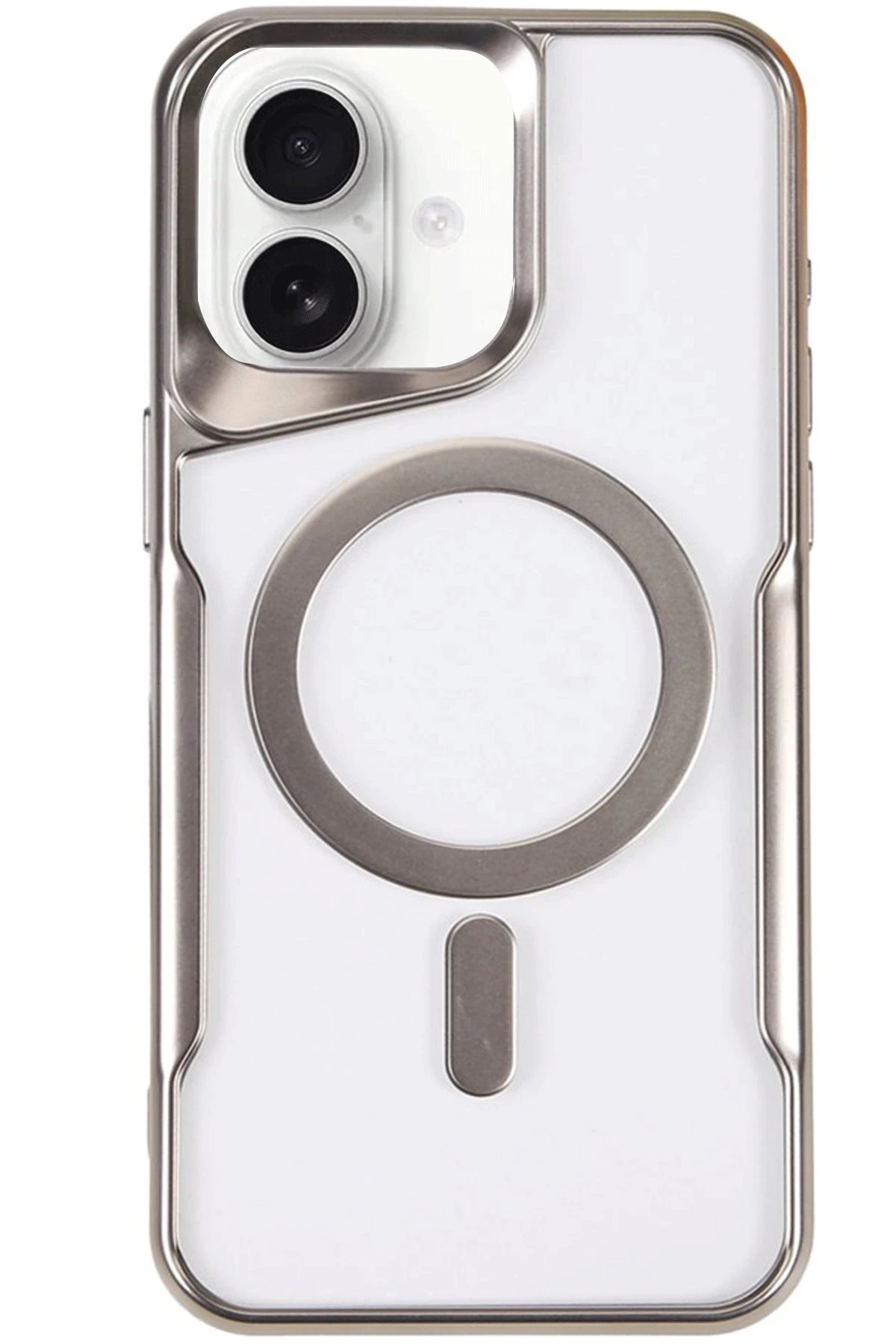 Newface iPhone 16 Kılıf Boyi Magsafe Silikon Kapak - Gümüş